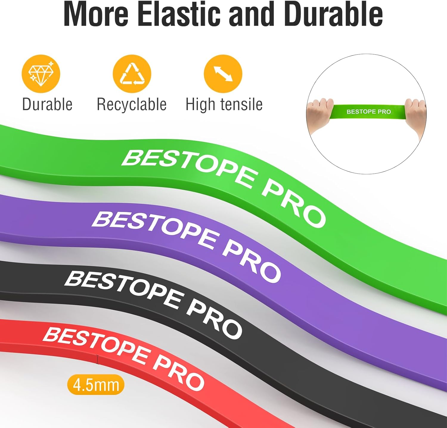 BESTOPE PRO Widerstandsband, Widerstandsbänder-Set für Krafttraining, Klimmzug-Training, Fitnessbänder für Klimmzug, Stretching, Yoga, Krafttraining, Pilates, Crossfit, Männer und Frauen – Bild 3