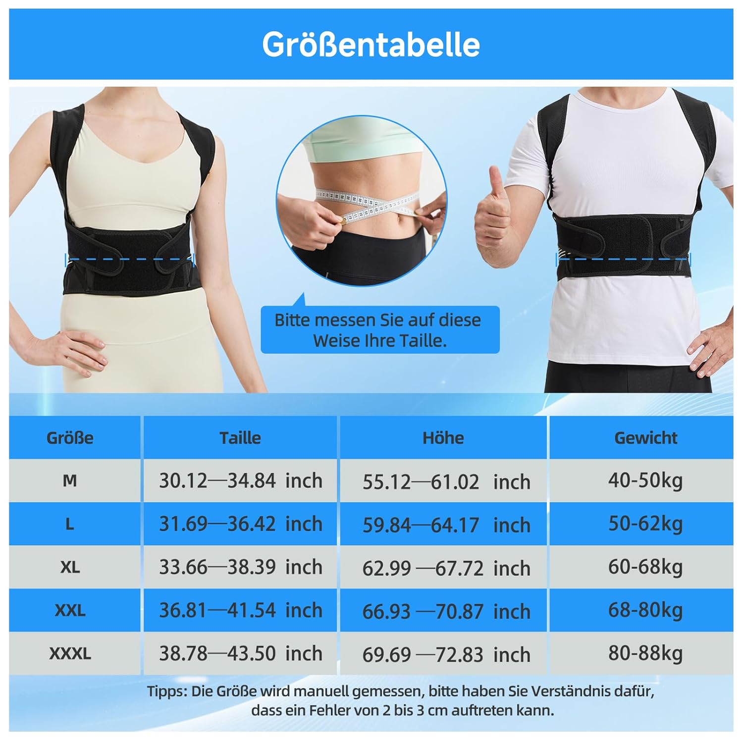 ZSZBACE Rückenglätter, verstellbarer Rückenstützgürtel, Haltungskorrektur, Rückengurt für Männer und Frauen, gerade Rückenstütze, Haltungstrainer, lindert Schmerzen, Rückenschmerzen (XL) – Bild 4