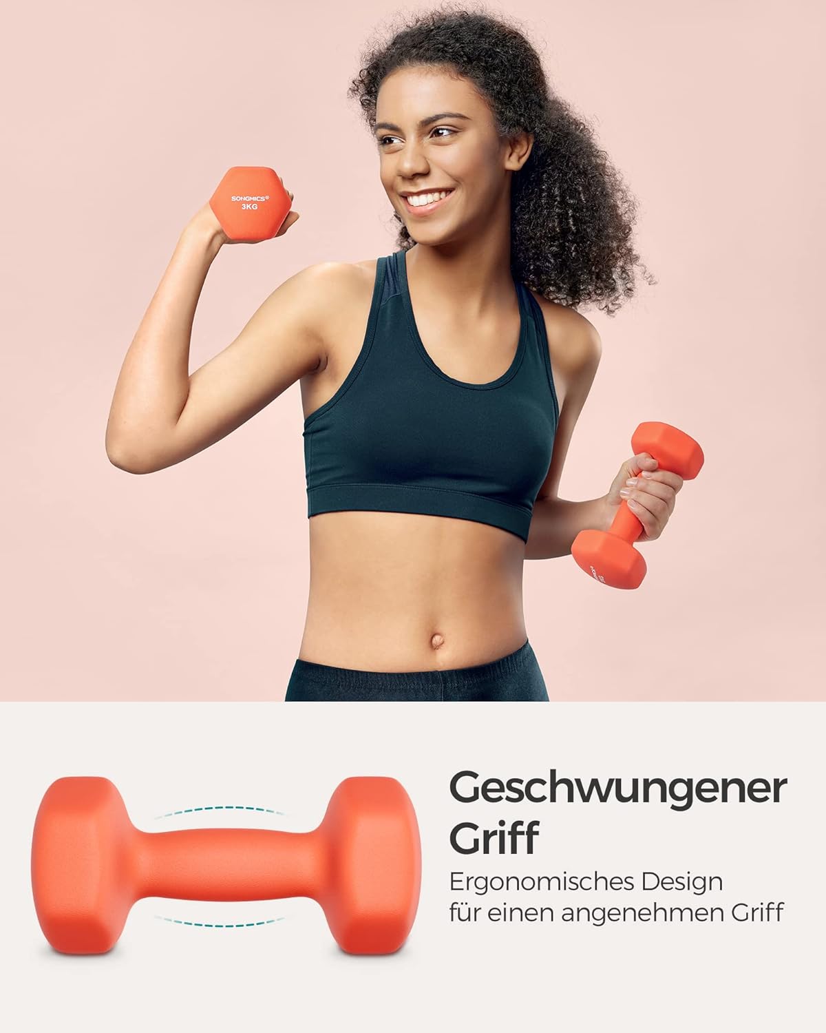 SONGMICS Hanteln 2er Set Hanteln Set Hanteln Hexagon Neoprenbeschichtung Krafttraining Workout Fitness Training Zuhause – Bild 3