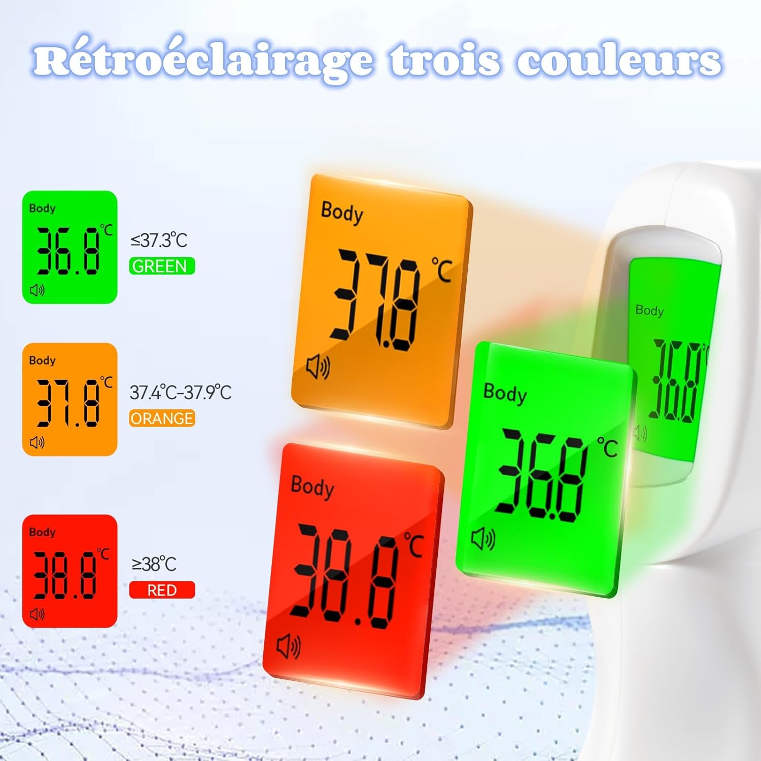 Berrcom Fieberthermometer, kontaktloses Infrarot-Stirnthermometer für Babys, Kinder, Erwachsene, digitales medizinisches Thermometer, 3-in-1 mit sofort genauen Messwerten, Fieberalarm – Bild 3