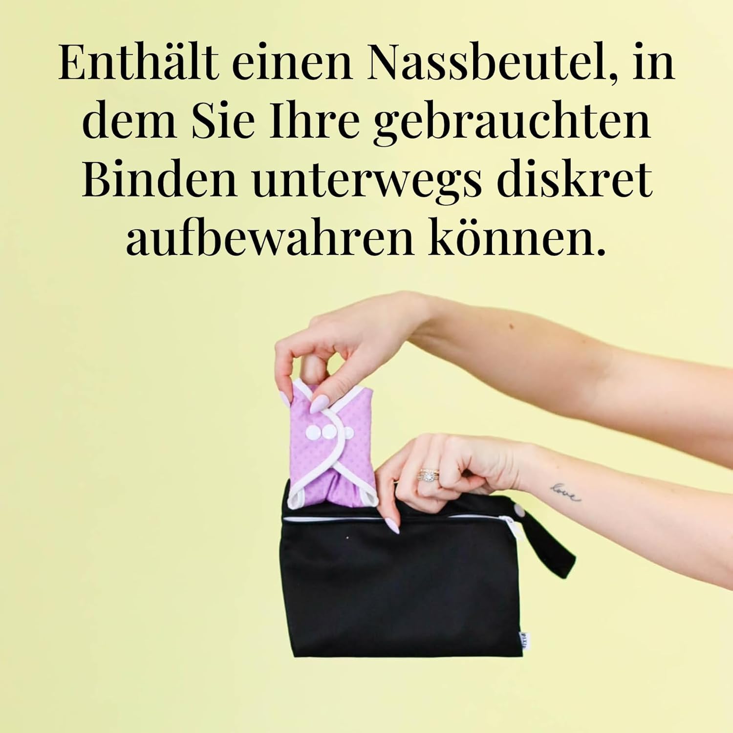 Pixie Baumwoll-Stoffeinlagen, 100 % wiederverwendbare Bio-Baumwolle, Platz 1 für weichste Menstruationseinlagen, maschinenwaschbar, inklusive Nassbeutel (normal, 5er-Pack) – Bild 7