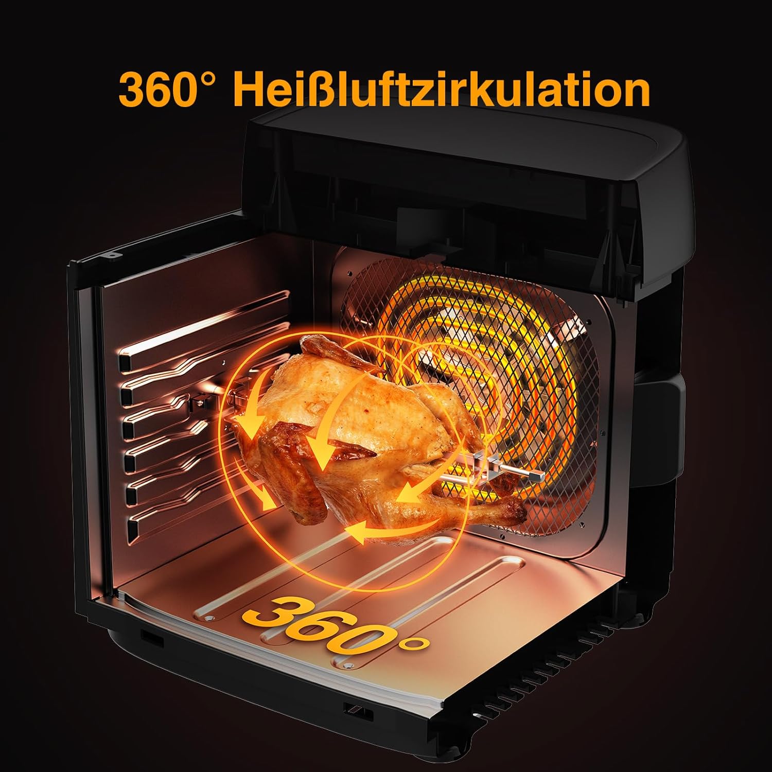12L Heißluftfritteuse, 12-in-1-Heißluftfritteuse mit 8 Zubehörteilen, Backofen, Grill, Dörrgerät, 1800-W-Luftfritteuse ohne Öl mit 2 großen Sichtfenstern, 80-200 °C, Schwarz – Bild 6