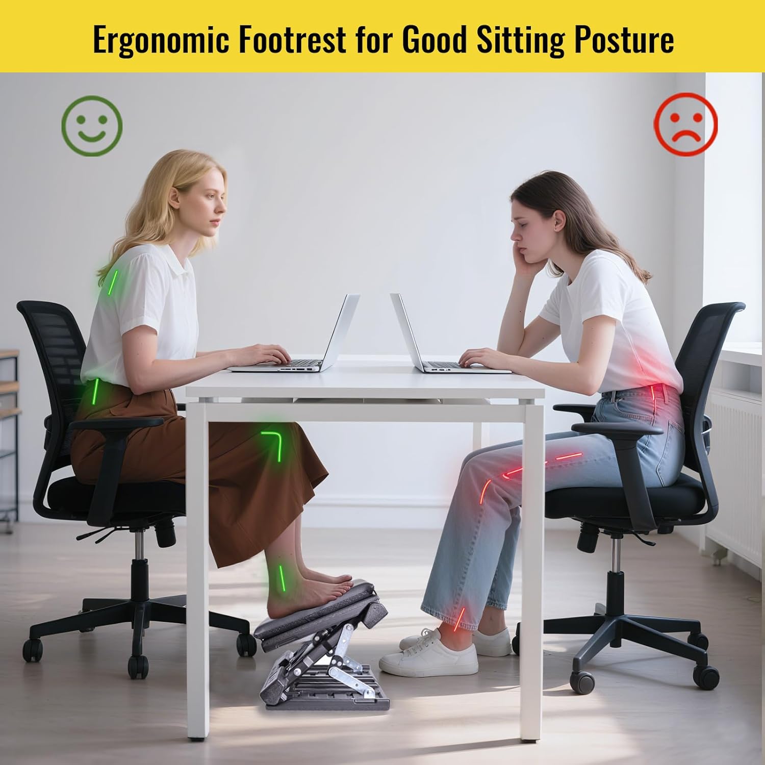 Extra großer Fußstützen-Schreibtisch, stufenlos verstellbare Fußstütze, Fußhocker, ergonomisch mit Massage für Büro und Zuhause – Bild 2
