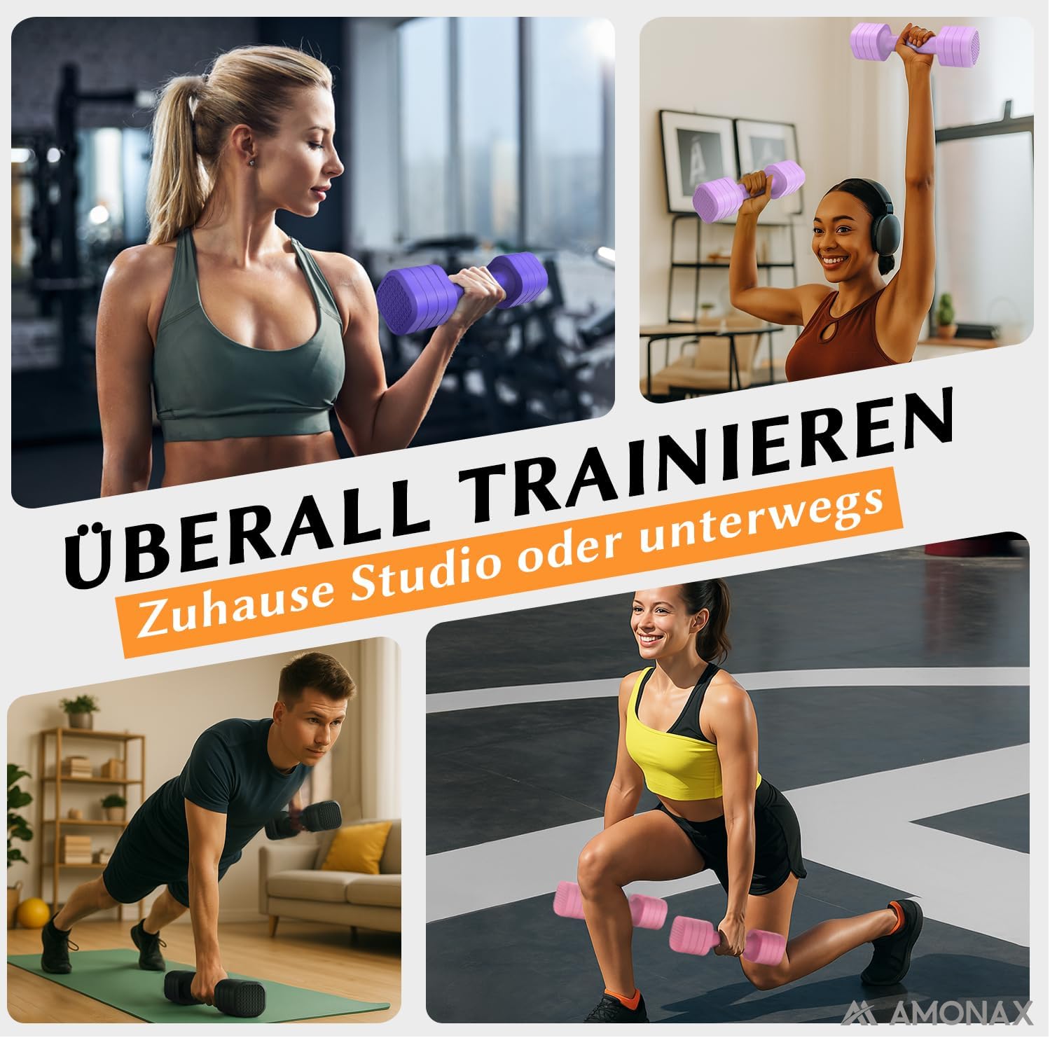 Amonax Verstellbare Hanteln, Hanteln Frauen Set, 1-5kg Kurzhanteln 2er Set, 4-in-1 Hantel Set für Frauen und Männer, Gewichte Hantel für Home Gym, Krafttraining Zuhause – Bild 6