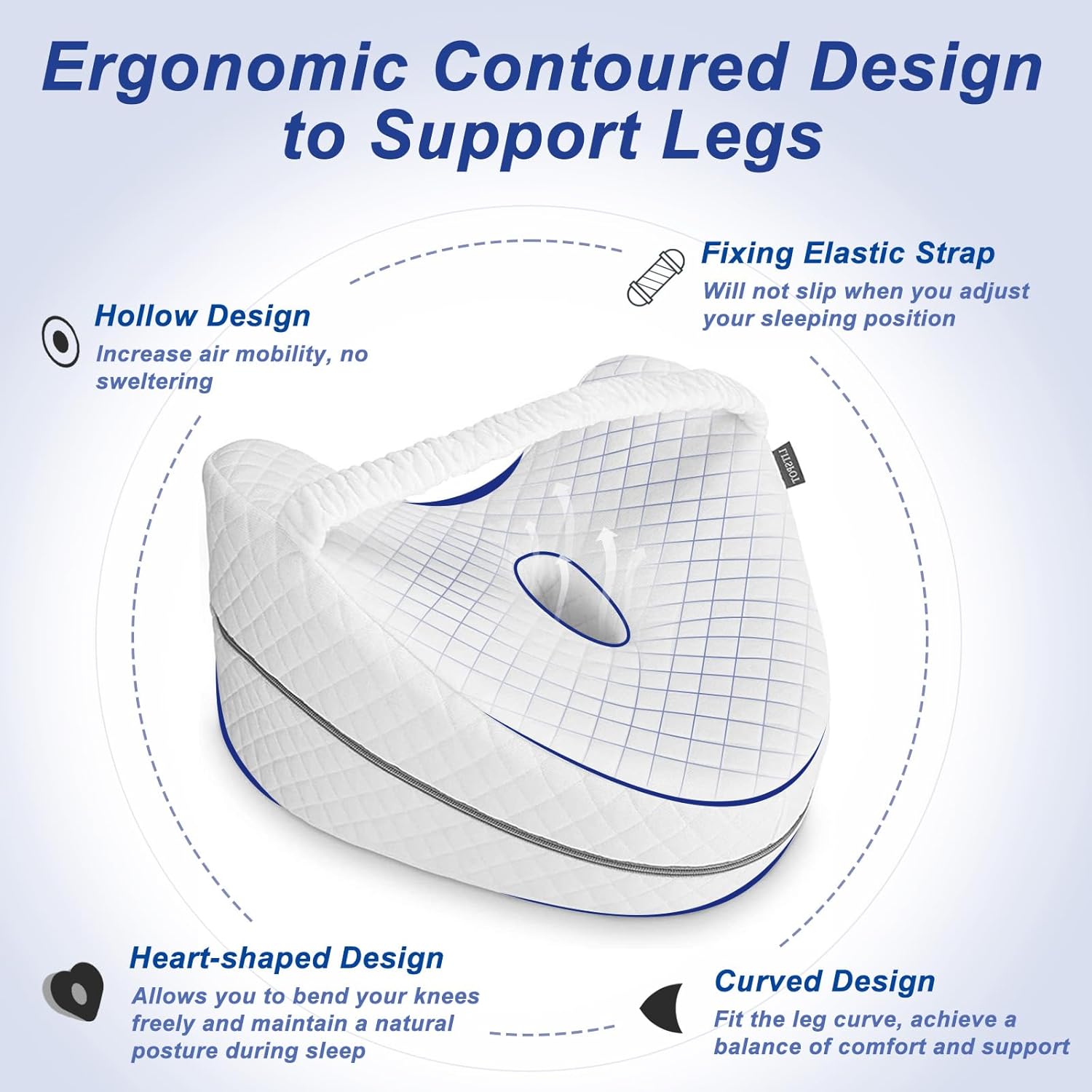 Kniekissen, ergonomisches Seitenschläferkissen, Memory-Schaum-Kniekissen, orthopädisches Kniekissen zur Unterstützung von Beinen, Knien, Hüften, Rücken und Schwangerschaft, abnehmbar und waschbar – Bild 2