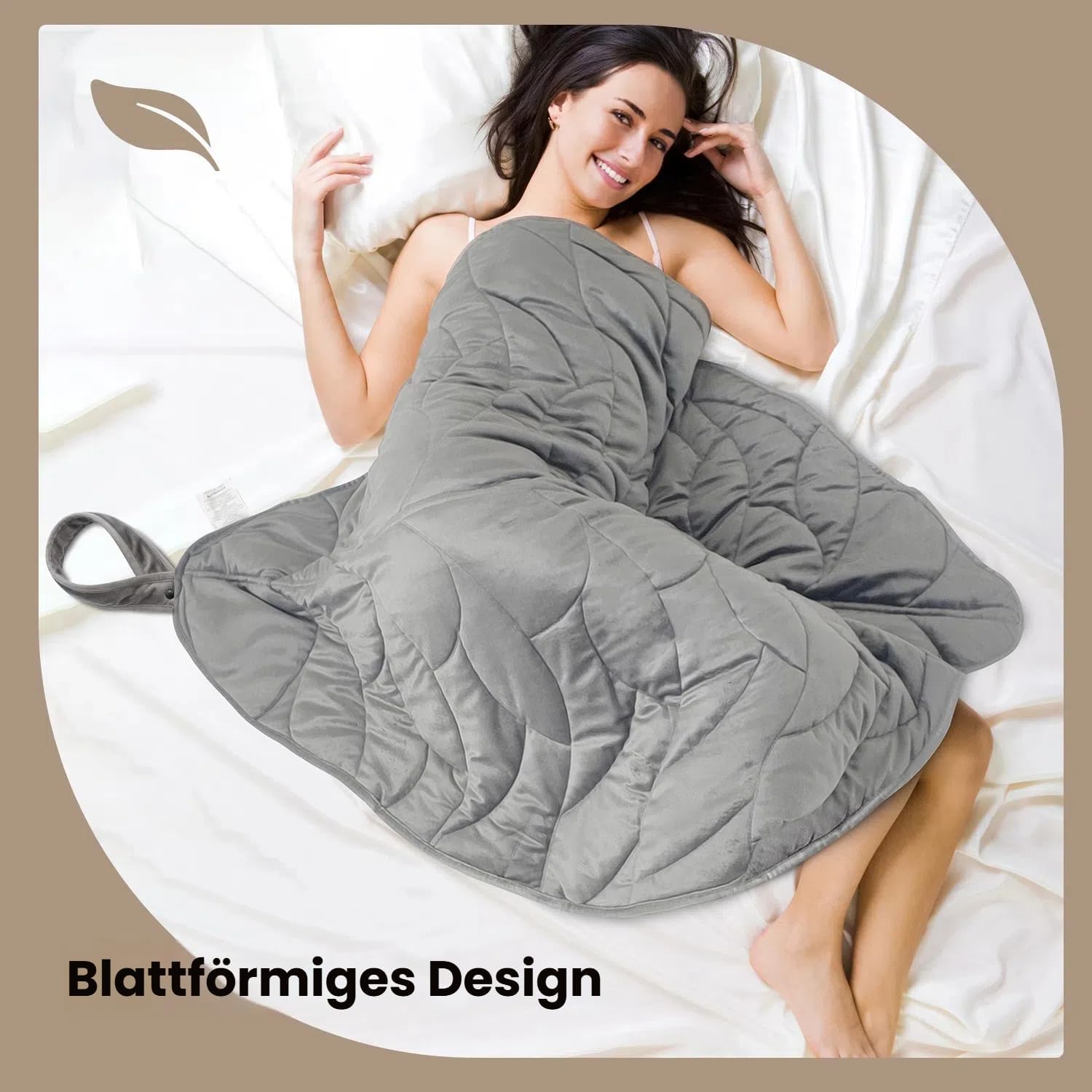 Gewichtsdecke 3,2 kg für Erwachsene – Tiefer Schlaf und bessere Erholung – Kuscheldecke aus Kristallsamt 100 x 70 cm zum Entspannen, Ausruhen & als Reisedecke – Grau – Bild 4