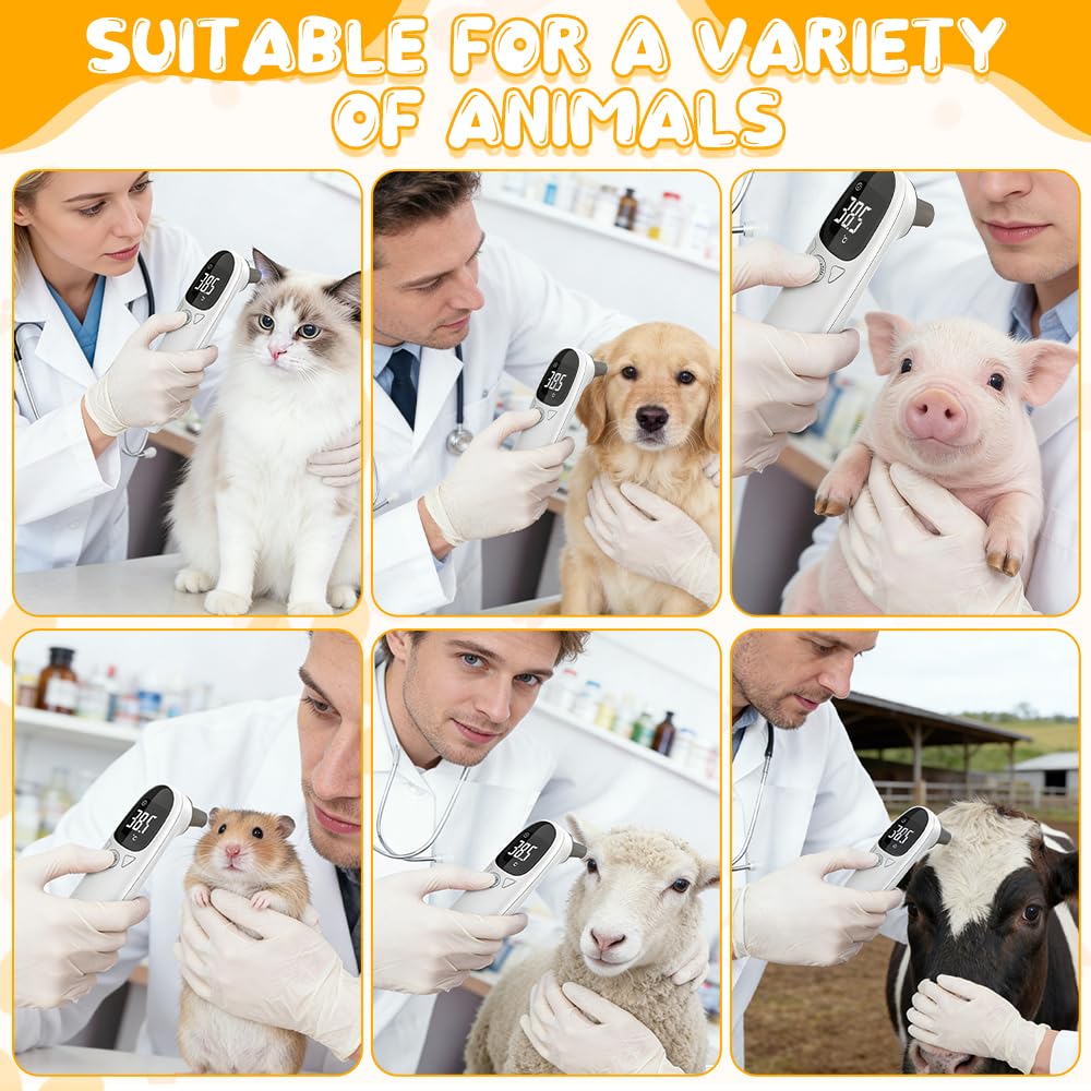 Ohrthermometer für Hunde, Fieberthermometer Katze mit LED-Anzeige, 1 Fieberthermometer Pferd, Hundefieberthermometer, Thermometer für Hunde, Katzen, Kühe, Ferd und Tiere – Bild 7