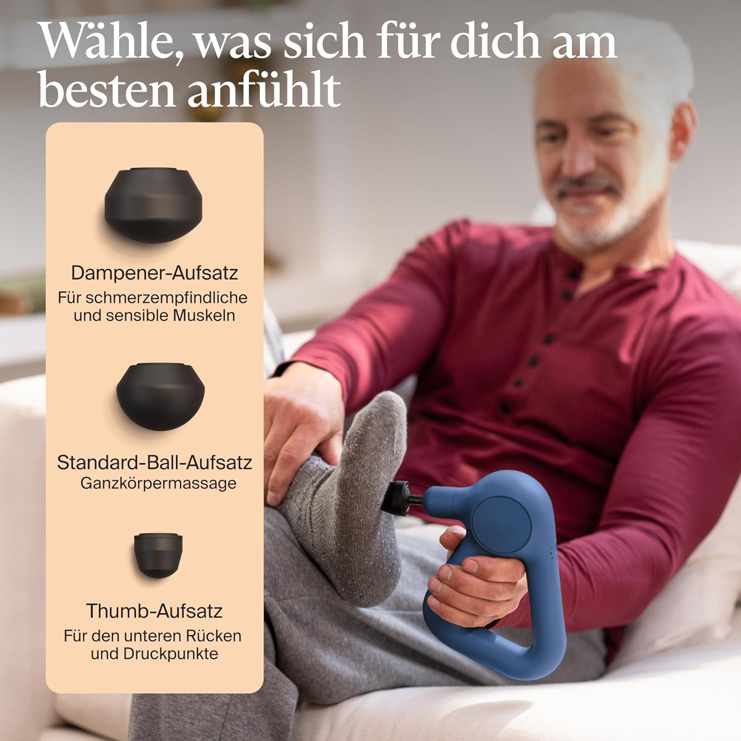 TheraGun Relief Handmassagegerät – einfach, bequem, leicht, zur täglichen Schmerzlinderung in Nacken, Rücken, Bein, Schulter und Körper (Marineblau) – Bild 5