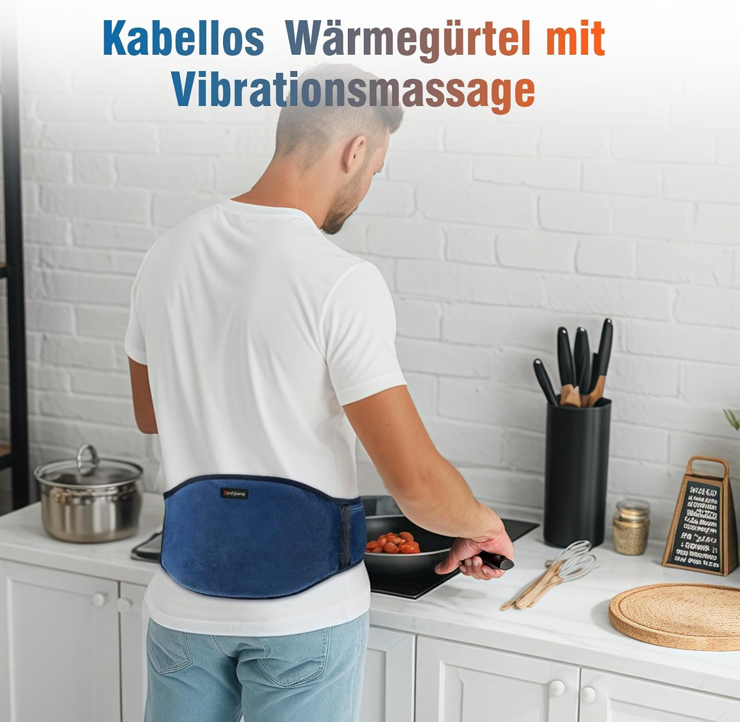 Comfytemp Wärmegürtel Vibrationsmassage für Rücken mit 25 Wh Akku, 18 x 147 cm kabelloses Heizgürtelmassagegerät, ultraweiches Heizkissen mit automatischer Abschaltung, Rückenwärmer mit USB – Bild 2