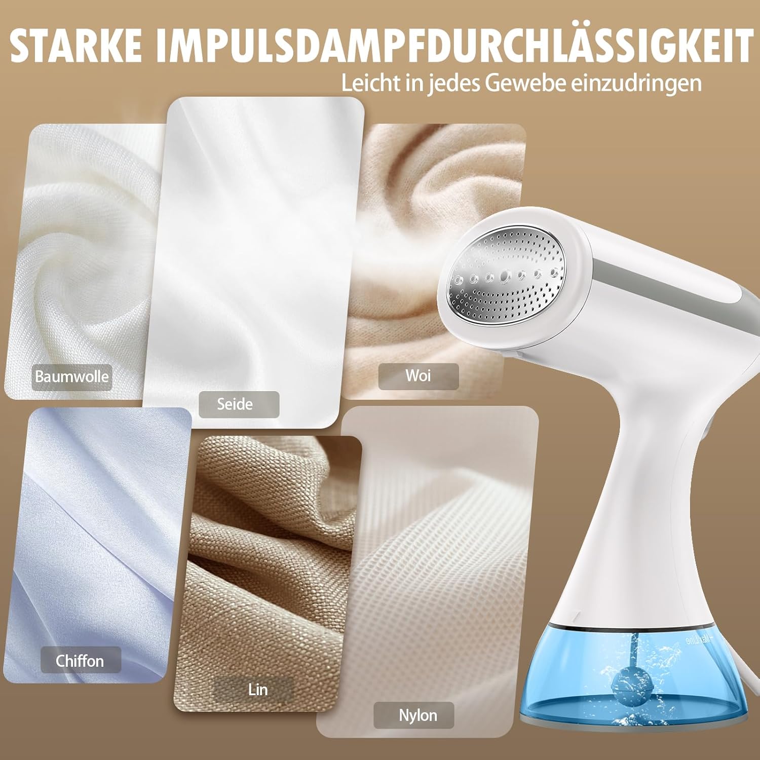 Dampfgarer Dampfgarer mit 300 ml abnehmbarem Wassertank, 1500 W, 20 Sekunden schnelles Aufheizen, Reisedampfer, der für vertikale und horizontale Verdampfung verwendet werden kann – Bild 6