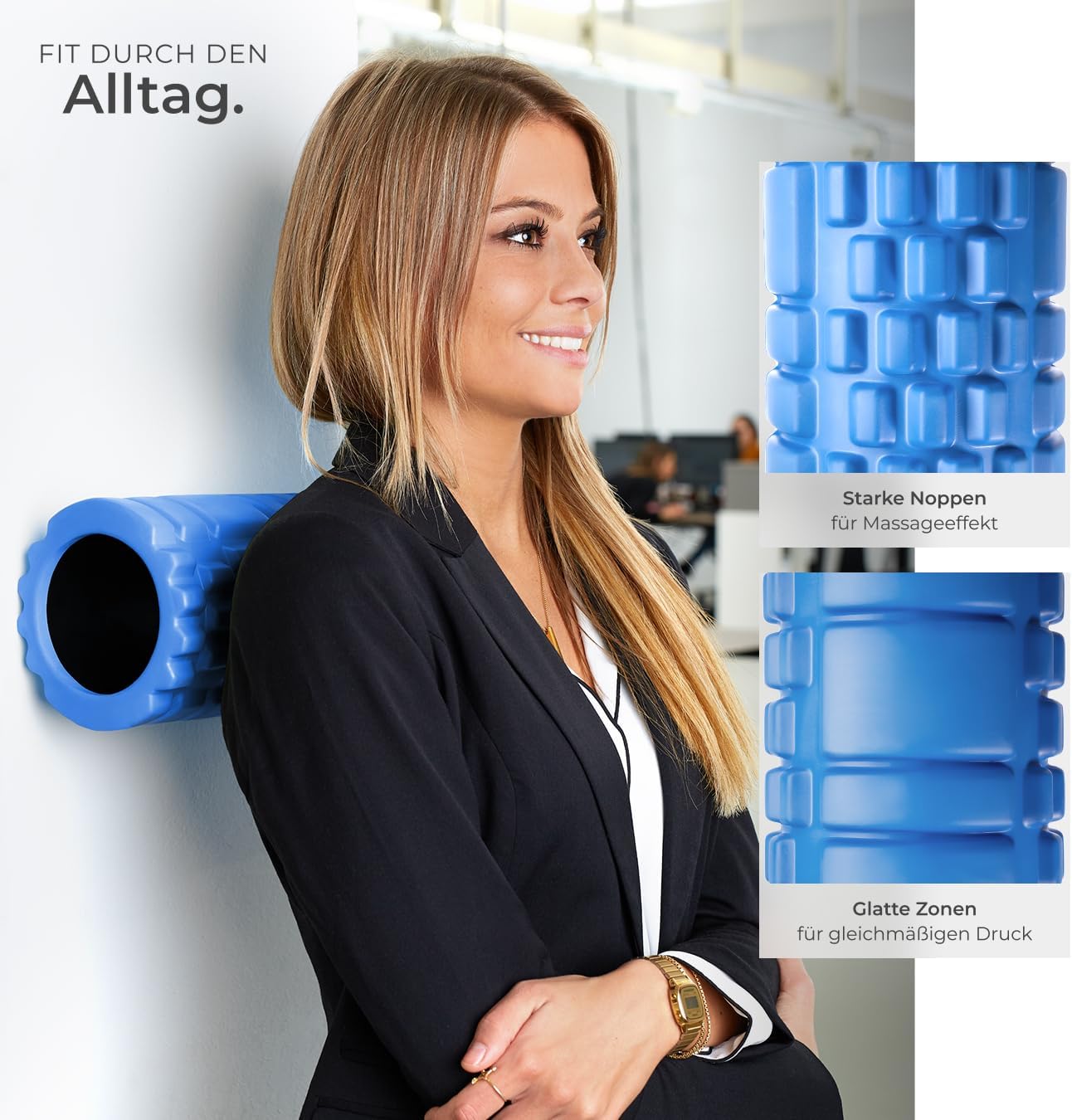 TecTake Schaumstoffrolle für Tiefengewebsmuskulatur und myofasziale Massage | Für Fitness, Yoga und Pilates – verschiedene Farben – (Blau | Nr. 402843) – Bild 5
