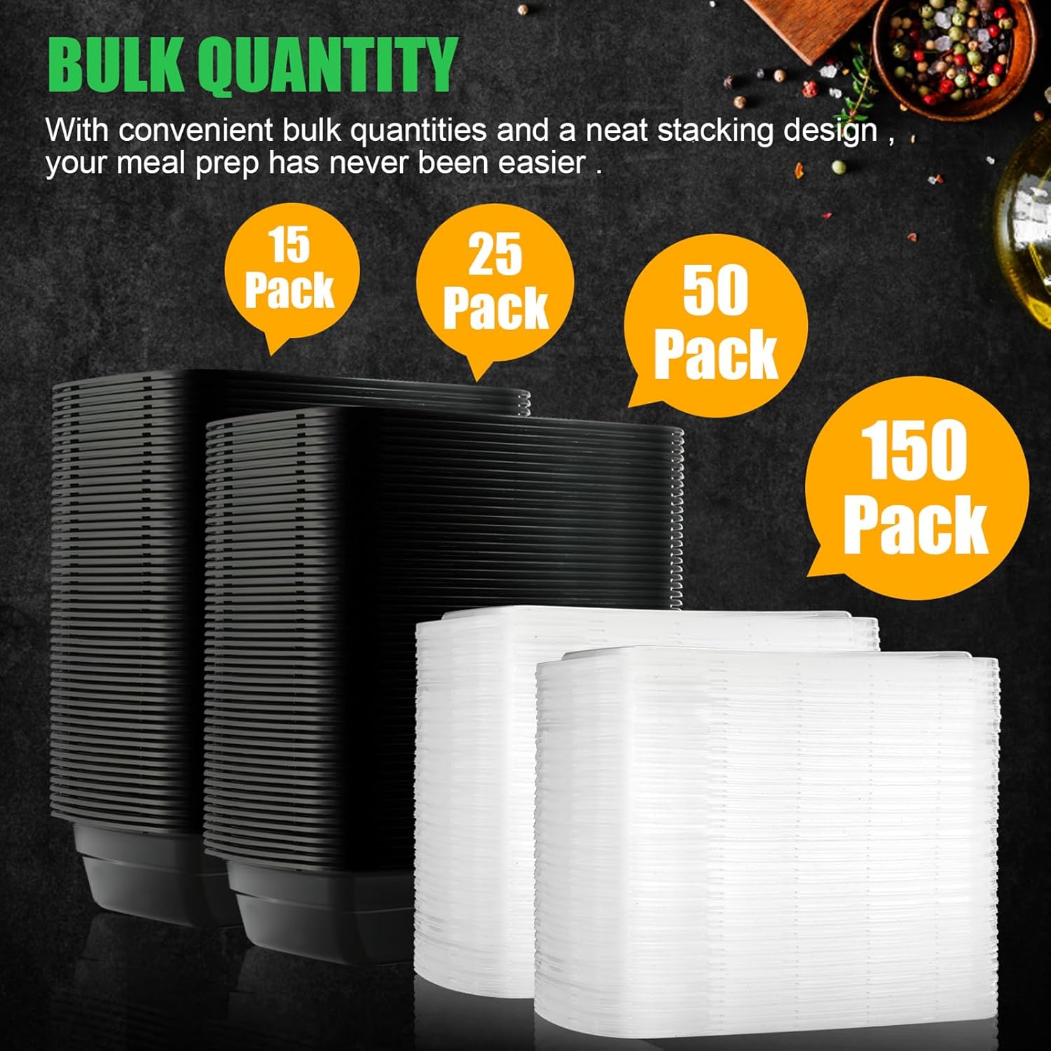 50 Stück (32 oz) Meal-Prep-Behälter, Lunch-Bento-Boxen mit Deckel, tragbare Lunch-Lebensmittel-Aufbewahrungsbehälter, Küche, Lebensmittel zum Mitnehmen, Camping, Picknick-Box, Mikrowelle – Bild 3