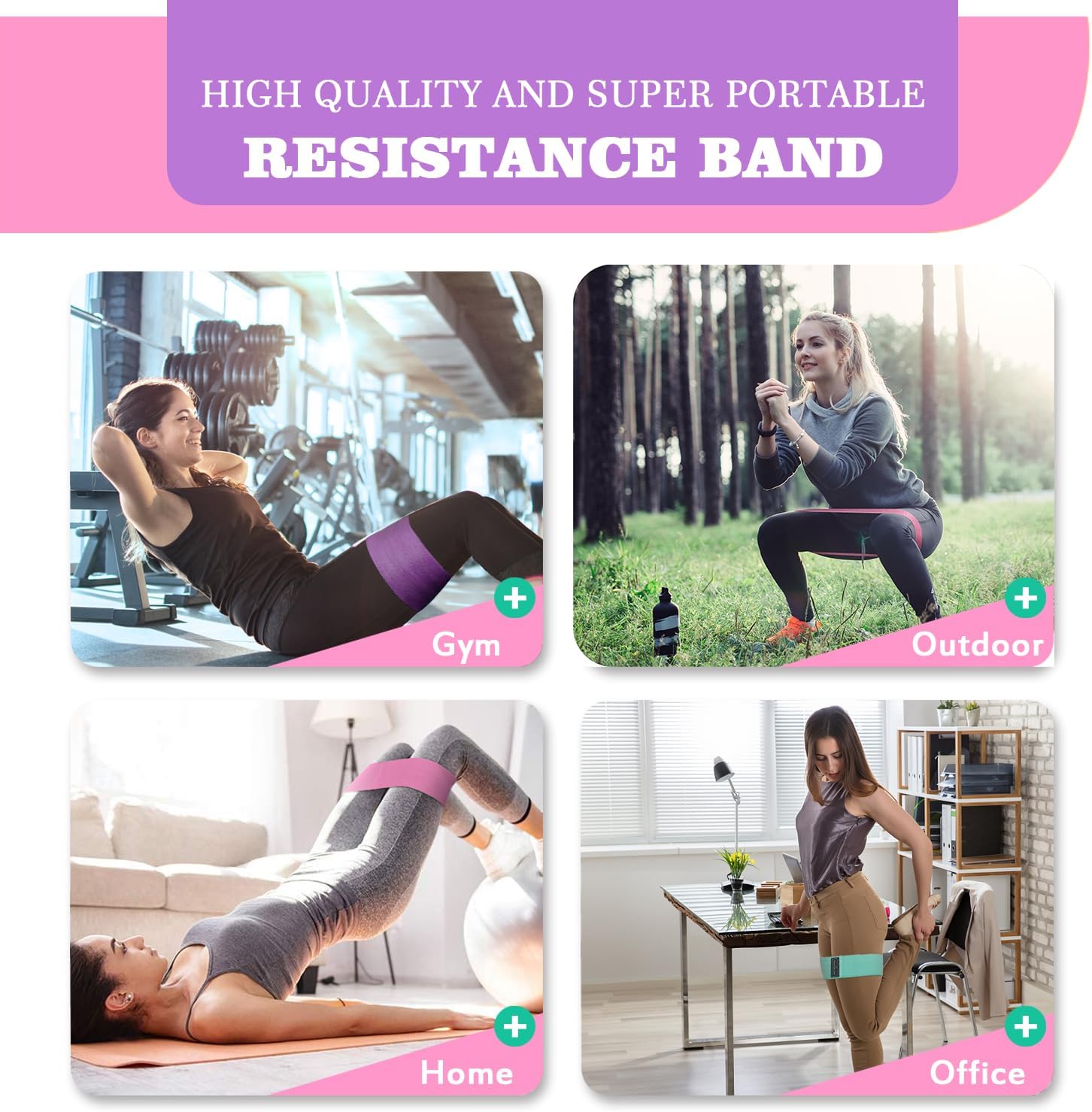 PLEASION Widerstandsbänder, Fitnessbänder, Stoffbänder, 5er-Set, Widerstandsbänder für Krafttraining, Muskelaufbau, Hüftbeintraining, Gymnastikband für Workout, Yoga, Pilates – Bild 6