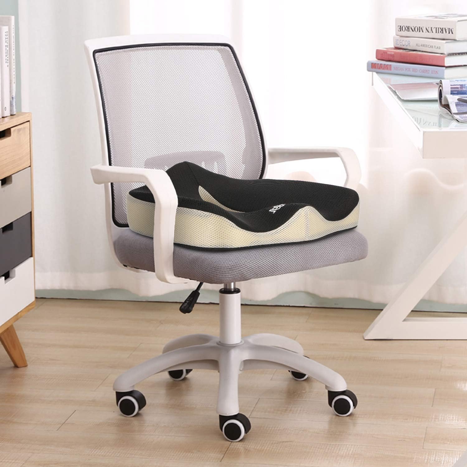 Feagar Gel-Sitzkissen, orthopädisches Memory-Schaum-Sitzkissen, ergonomisches Sitzkissen mit Gel für Bürostuhl, Auto, Rollstuhl, Steißbeinkissen, Stuhlkissen, Sitzkissen, Zuhause im Freien – Bild 7