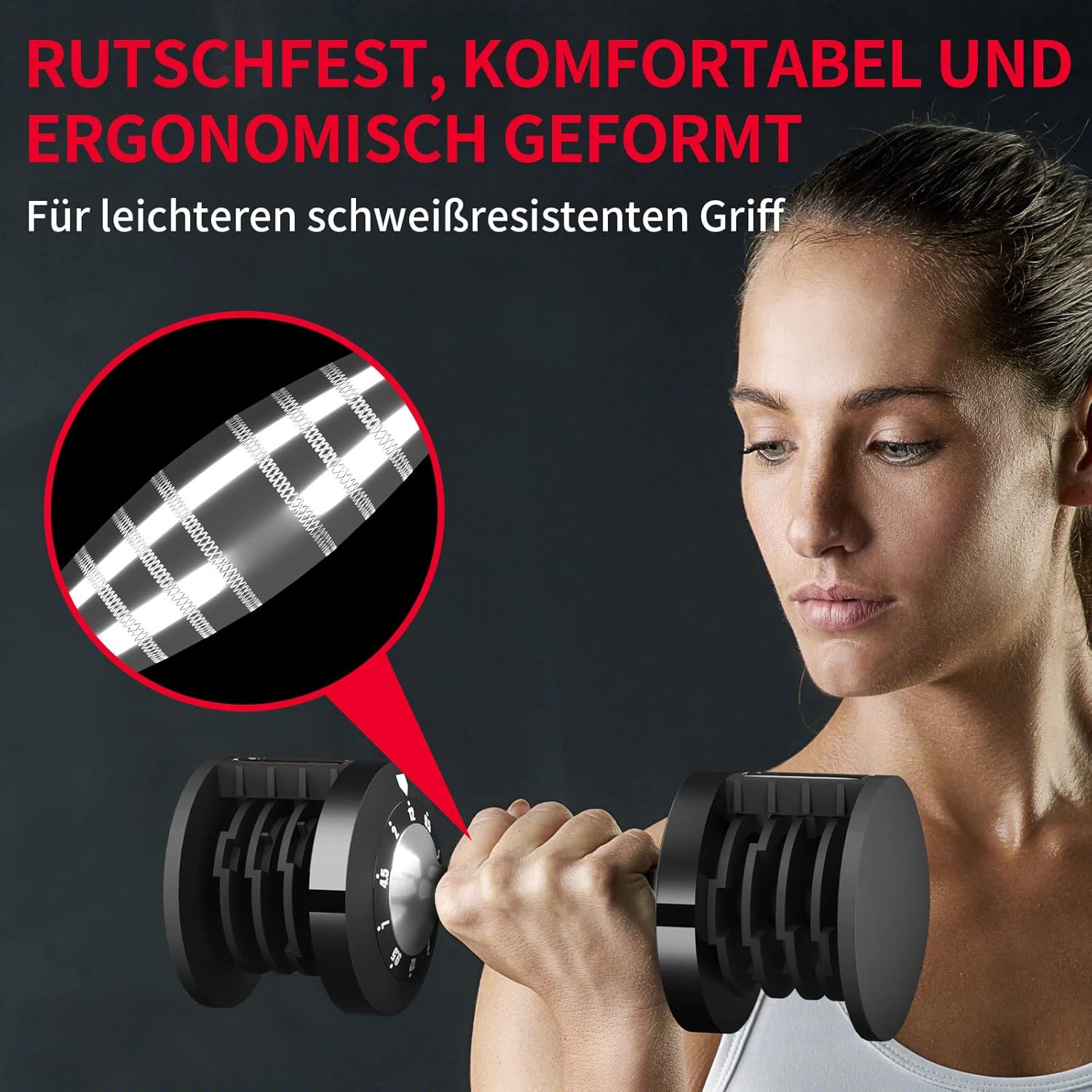EnterSports 12 kg x 2 verstellbare Hanteln, verstellbare platzsparende Hanteln, rutschfester Griff, 5 Gewichtsstufen: 2–12 kg, gut für Zuhause, Büro, Fitnessstudio, Körpertraining – Bild 7