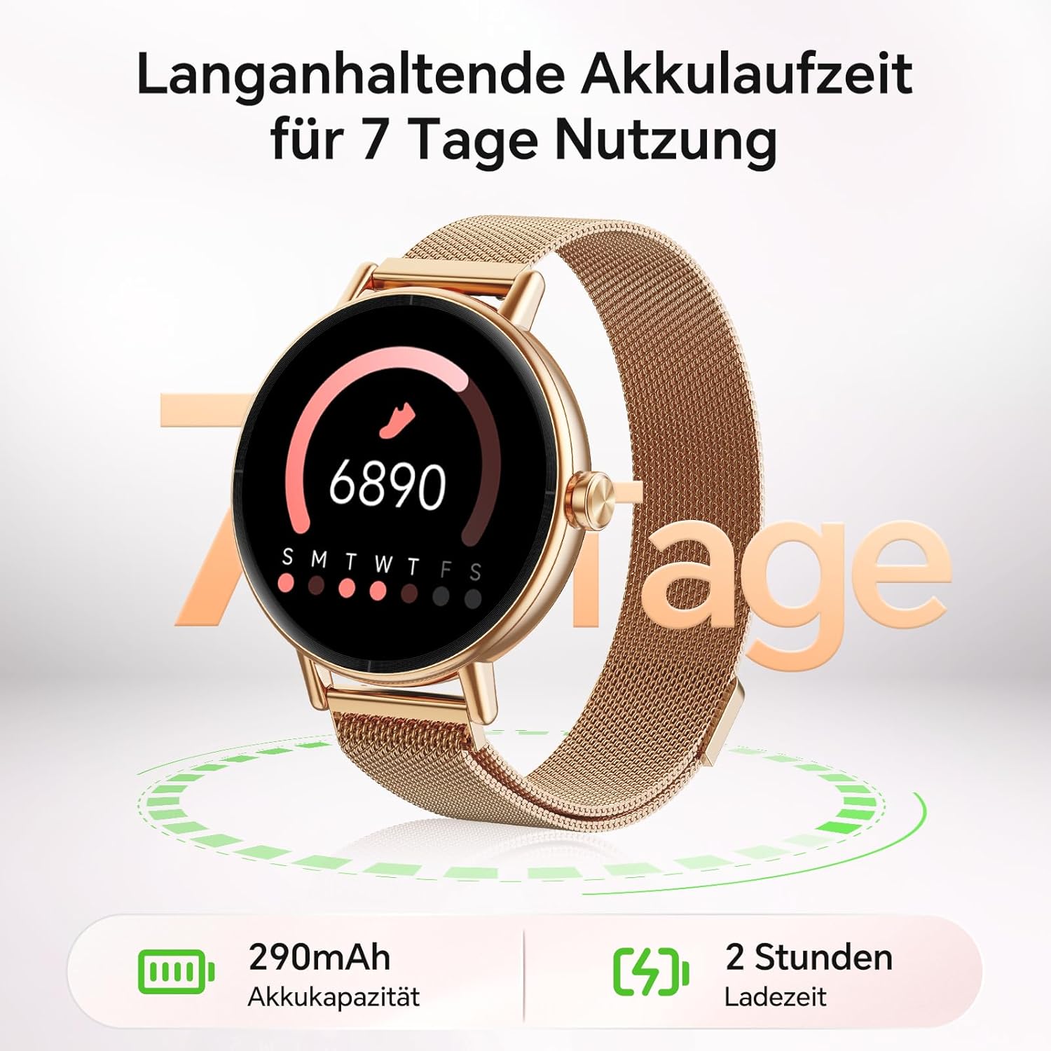 Gydom Runde Smartwatch für Damen, 1,27 Zoll, Smartwatch mit Telefonfunktion, Fitnessuhr mit SpO2, Herzfrequenz, Stress, Kalorien, Schlaf, Schrittzähler, 100+ Sportmodi, IP68, wasserdichte Sportuhr für iOS – Bild 7