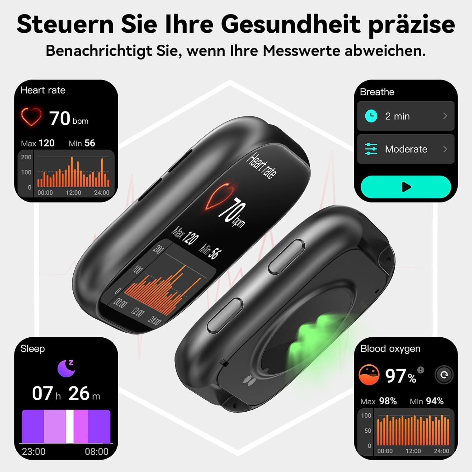 Smartwatch Damen Herren, 1.83" HD Fitnessuhr mit Telefonfunktion, Fitness Tracker mit SpO2 Pulsmesser Schlafmonitor Schrittzähler, 110+ Sportmodi Sportuhr, IP68 Wasserdicht Smart Watch für Android iOS – Bild 6