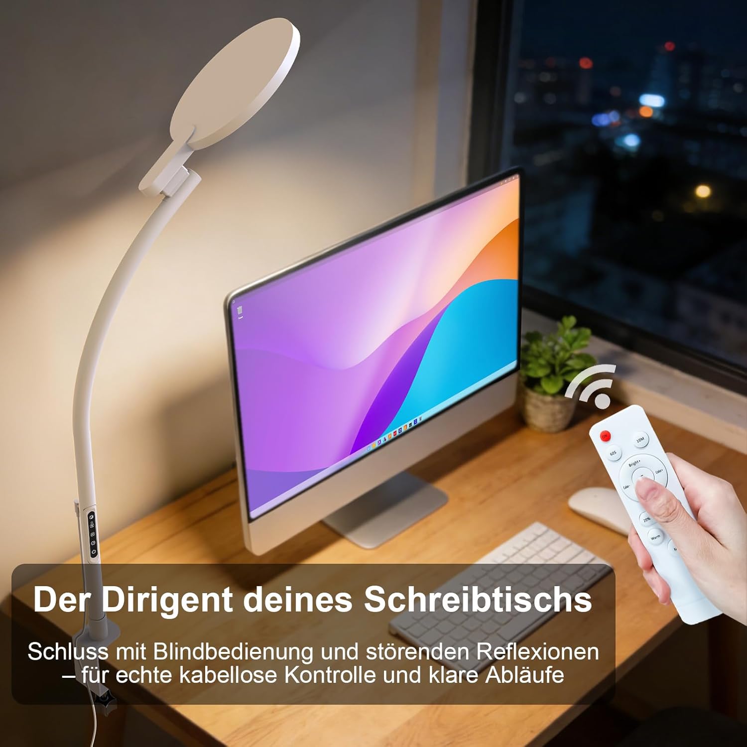 Tageslicht-Schreibtischlampe, verstellbare Schwanenhalslampe, 5 Farbtemperaturen und 5 Helligkeitsstufen, Tageslichtlampe, 10.000 Lux für Zuhause, Büro – Bild 5