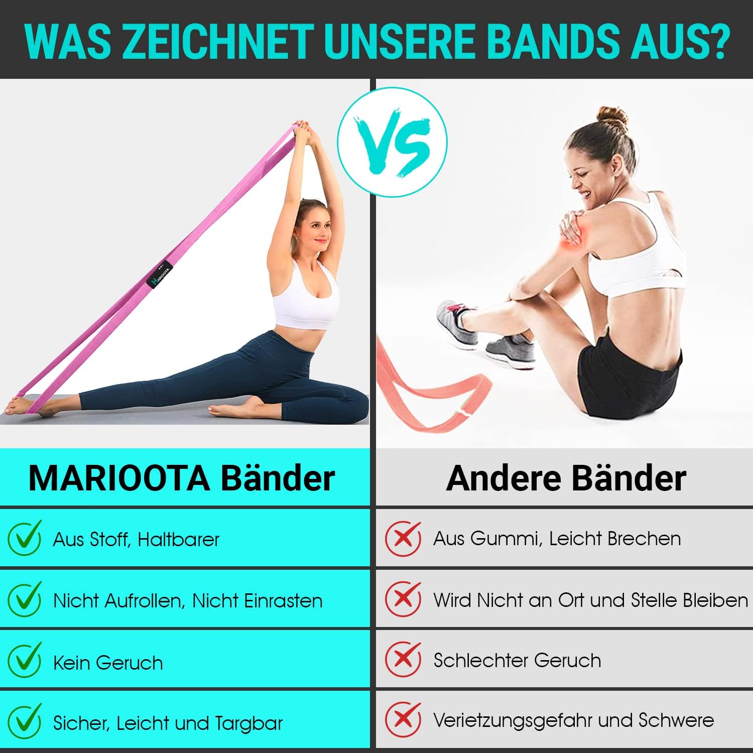 3er-Set Widerstandsbänder aus Stoff – rutschfest, hautfreundlich & dehnbar – Widerstandsbänder für Muskelaufbau, Yoga, Pilates & Ganzkörpertraining – waschbar, langlebig & inklusive Tragetasche – Bild 6