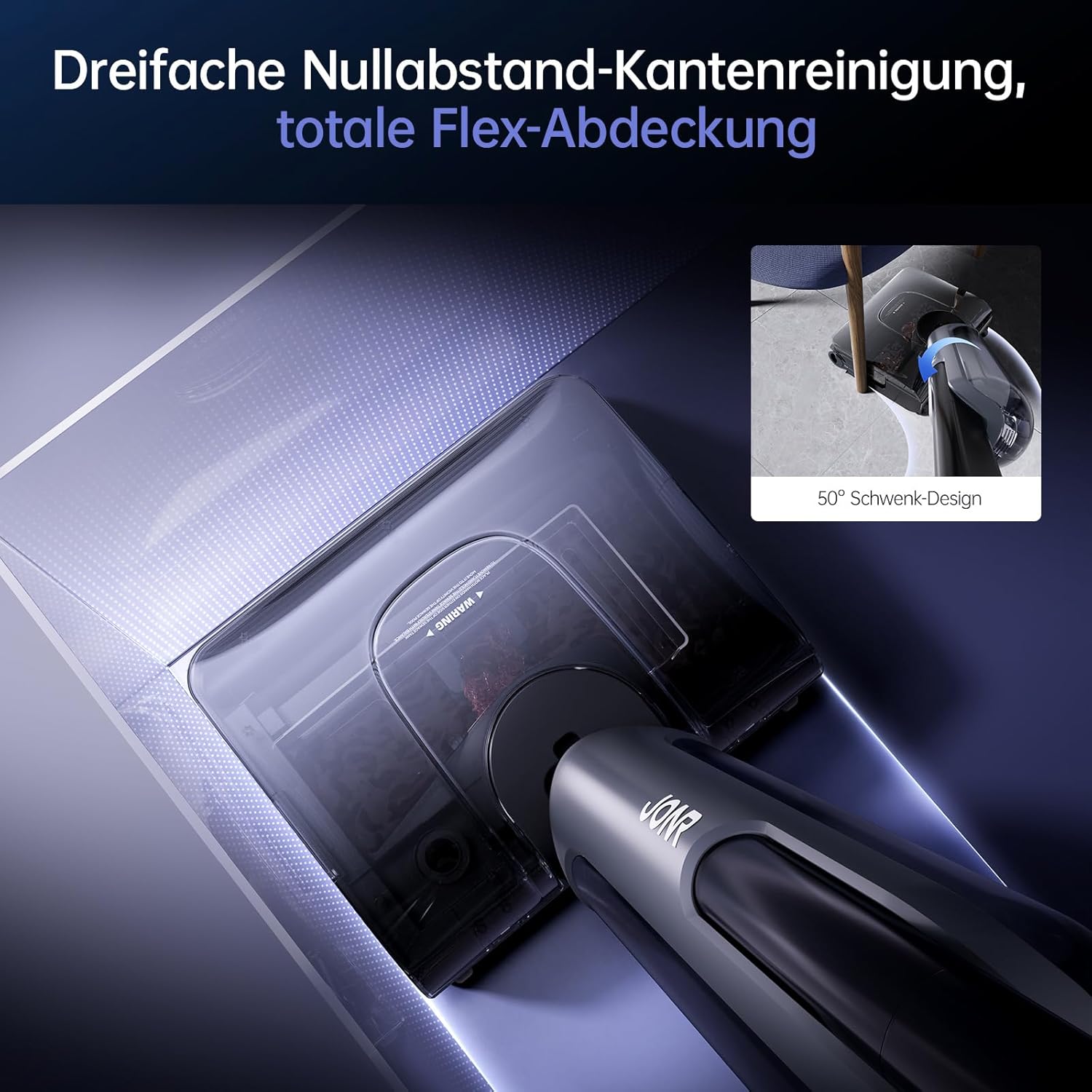 JONR 20000 Pa H2 Nass-Trockensauger, Innovatives Geruchsfreies Design, 1500 ml Extra großer Wassertank mit 180° Flachliegend (unverminderte Saugleistung & Wasserleistung), 45 Min. Lange Laufzeit. (S) – Bild 8