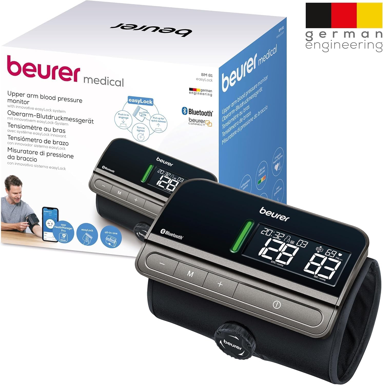 Beurer BM 81 easyLock Oberarm-Blutdruckmessgerät, einfache Bedienung ohne Kabel, klinisch validiert, Manschette mit Schraubverschluss, sanfte und schnelle Messung, Datenübertragung an Apple Health und Co – Bild 8