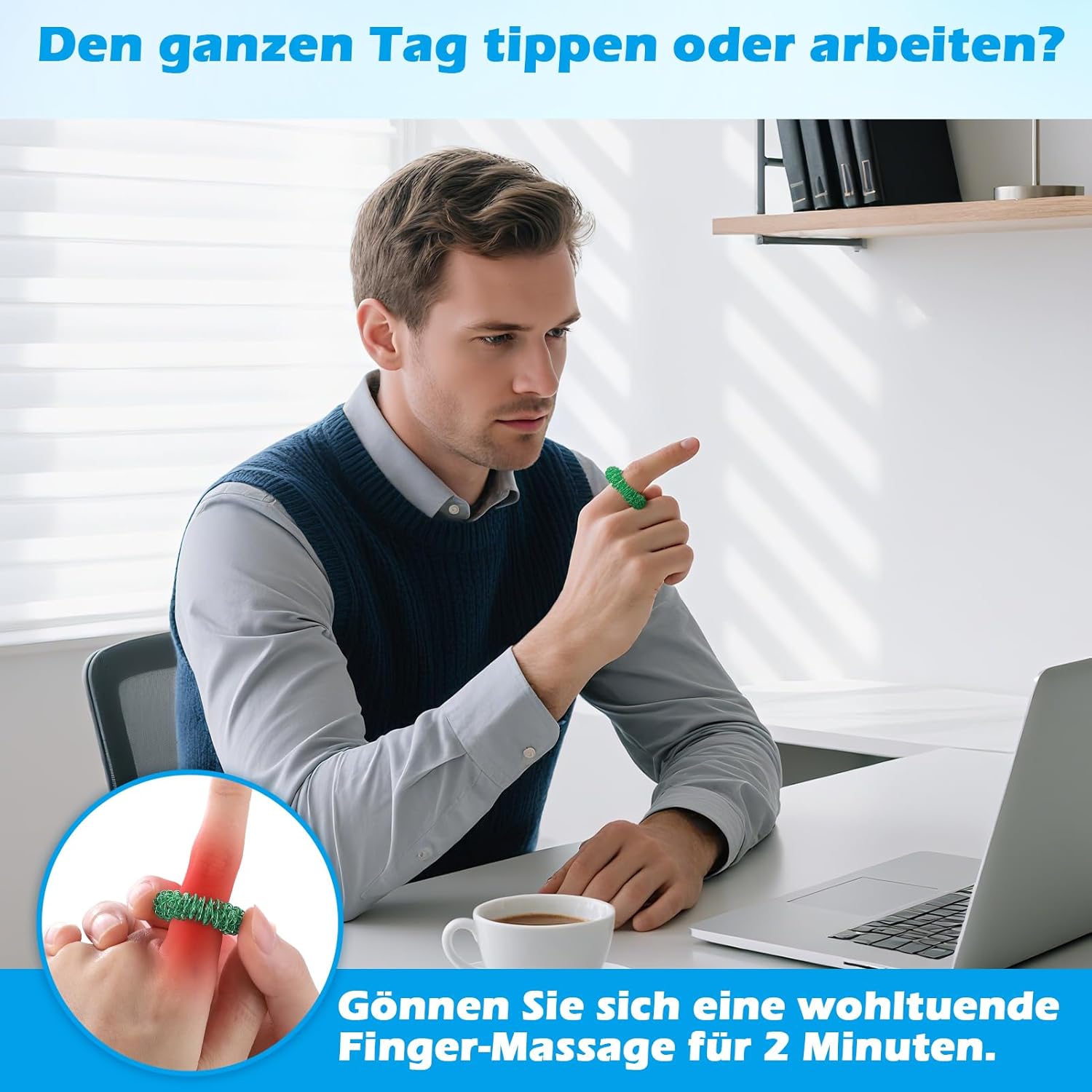 Akupressurring, 12-teiliges Fingermassagering-Set zum Stressabbau, Entspannung und Förderung der Durchblutung, 27 mm, Massagefinger, Zappelring für Erwachsene und Kinder (Farbe) – Bild 7