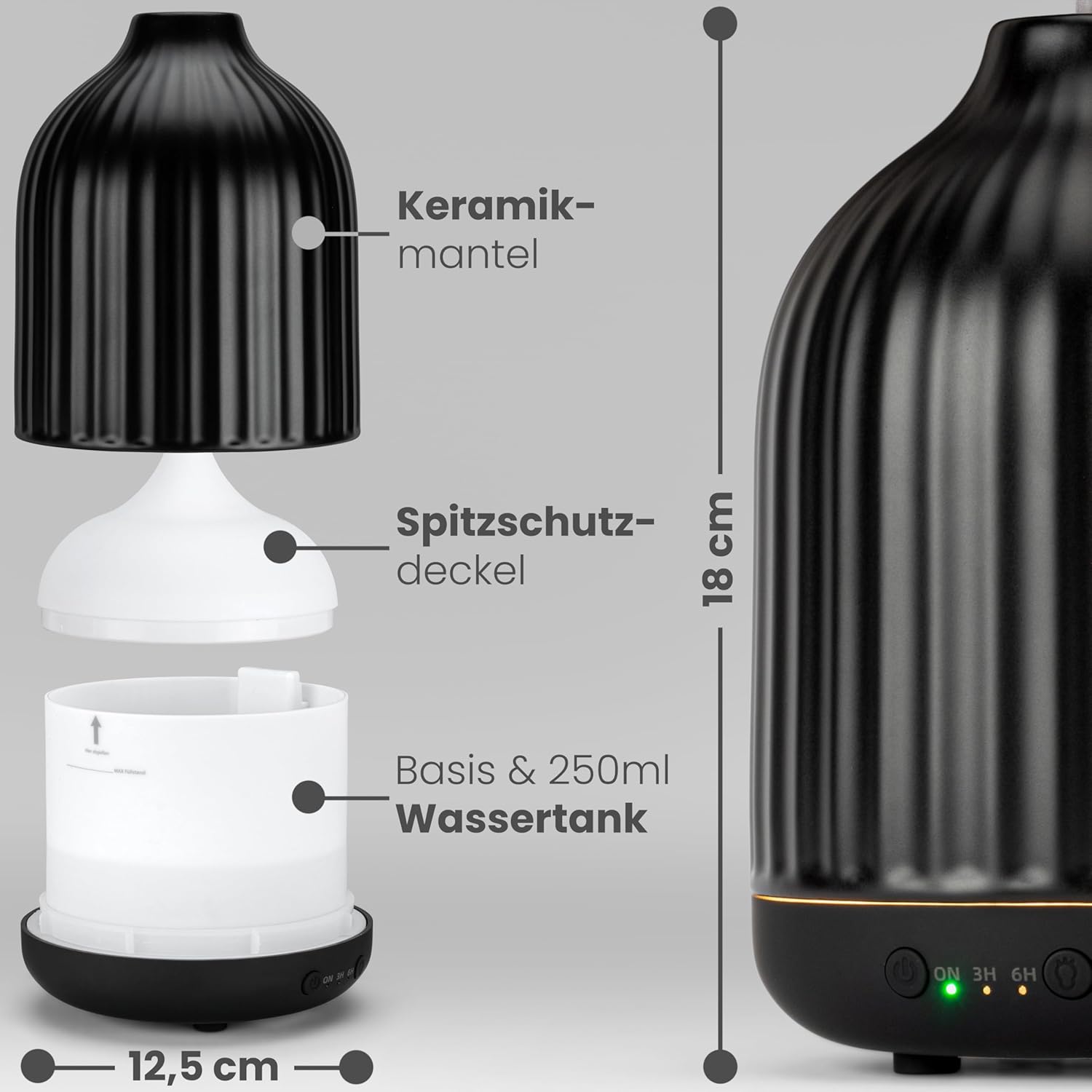 MALMØ Keramikdiffusor (250 ml) – Aromadiffusor für ein angenehmes Raumklima – Diffusor für ätherische Öle – Duftöl-Entschärfer für die Aromatherapie – Bild 6