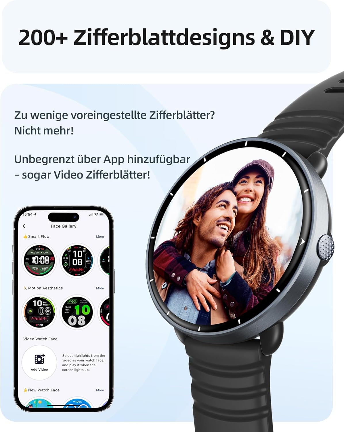 Parsonver Smartwatch Herren Damen, integriertes GPS, 5 ATM wasserdichte Schwimmuhr für Pool/offene Gewässer, Fitnessuhr mit AMOLED-Display, 100+ Sportmodi, Herzfrequenz, Schlafen (Schwarz, 42 mm) – Bild 8