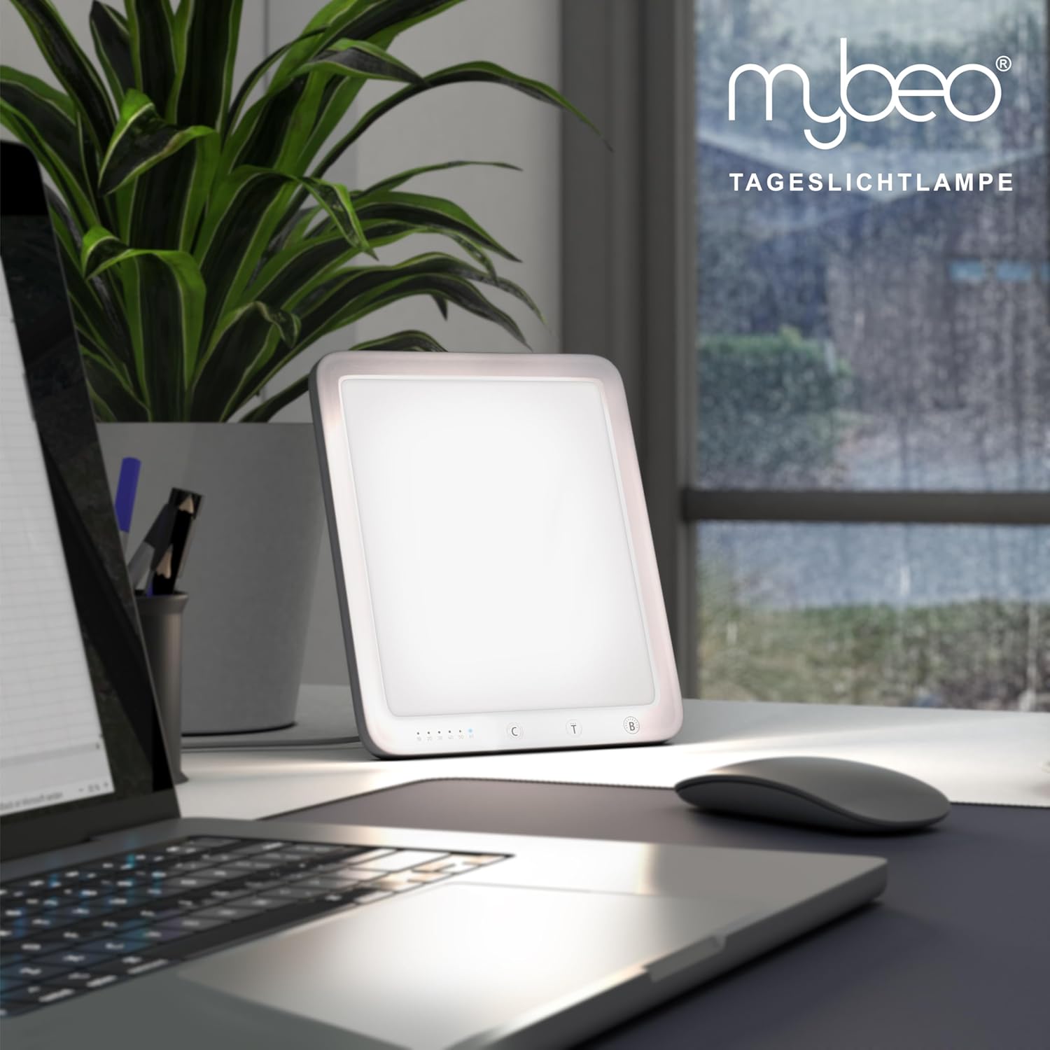 CSL – Tageslichtlampe 10000 Lux dimmbar – LED-Lichttherapie – Tageslichtlampe mit LED-Technologie – simuliertes Tageslicht für den Schreibtisch – 5 Helligkeitsstufen – 3 Lichttemperaturen – Timer – Bild 6