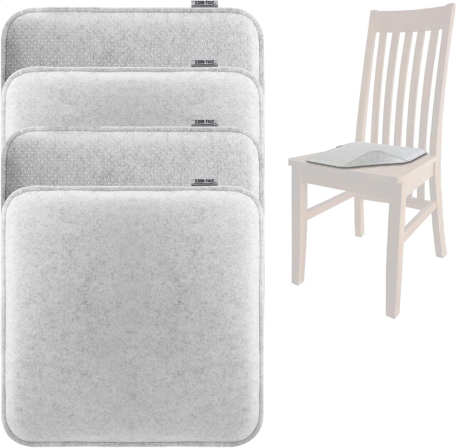 com-four 4 x Sitzkissen aus Filz, 40 x 40 cm, gepolsterte Stuhlauflage, quadratische Sitzauflage für Esszimmer, Garten, Balkon, rutschfeste Unterseite mit Anti-Rutsch – Bild 9