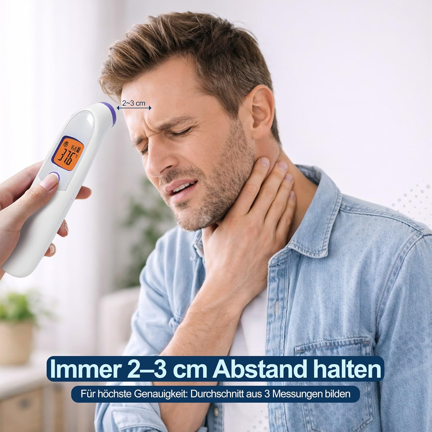 Digitales medizinisches Fieberthermometer, kontaktloses Stirn- und Ohrthermometer mit Infrarot-Technologie für Babys und Erwachsene, mit Fieberalarm und sofortiger Messung – Bild 7