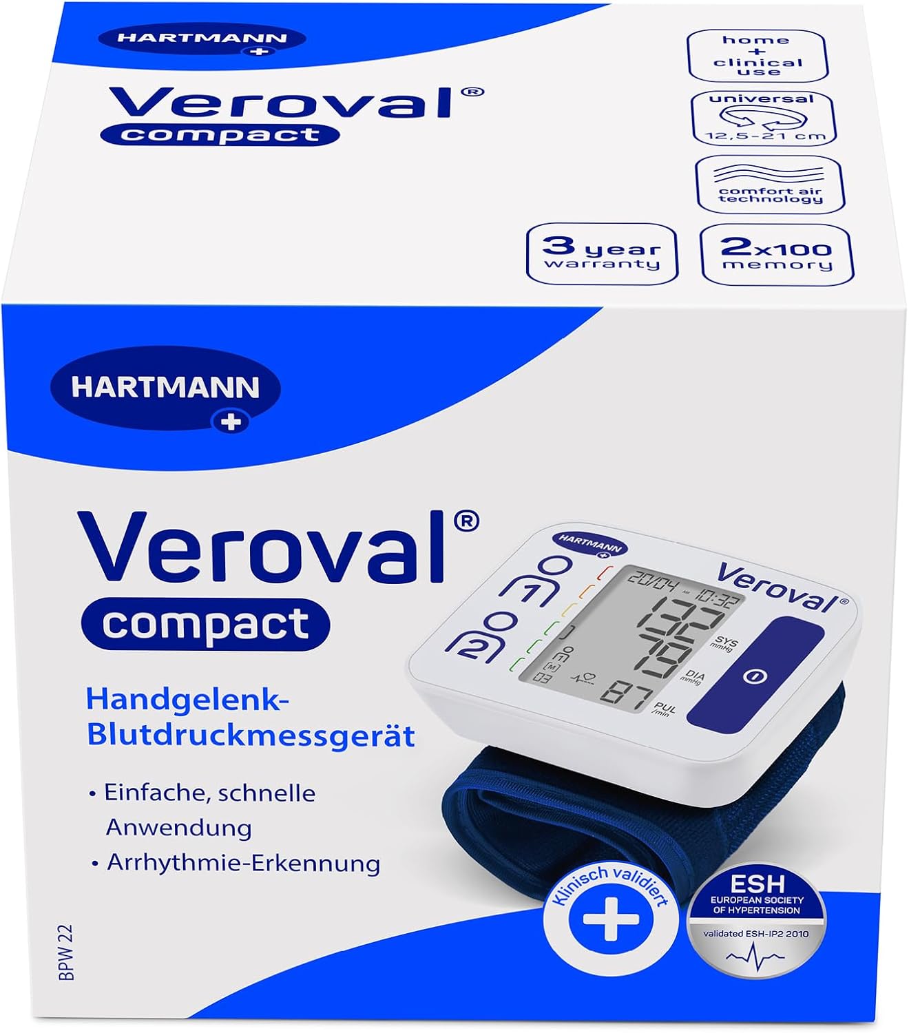 Veroval Compact Handgelenk-Blutdruckmessgerät, einfache und schnelle Messung, klinisch validiert, erkennt Herzrhythmusstörungen – Bild 2