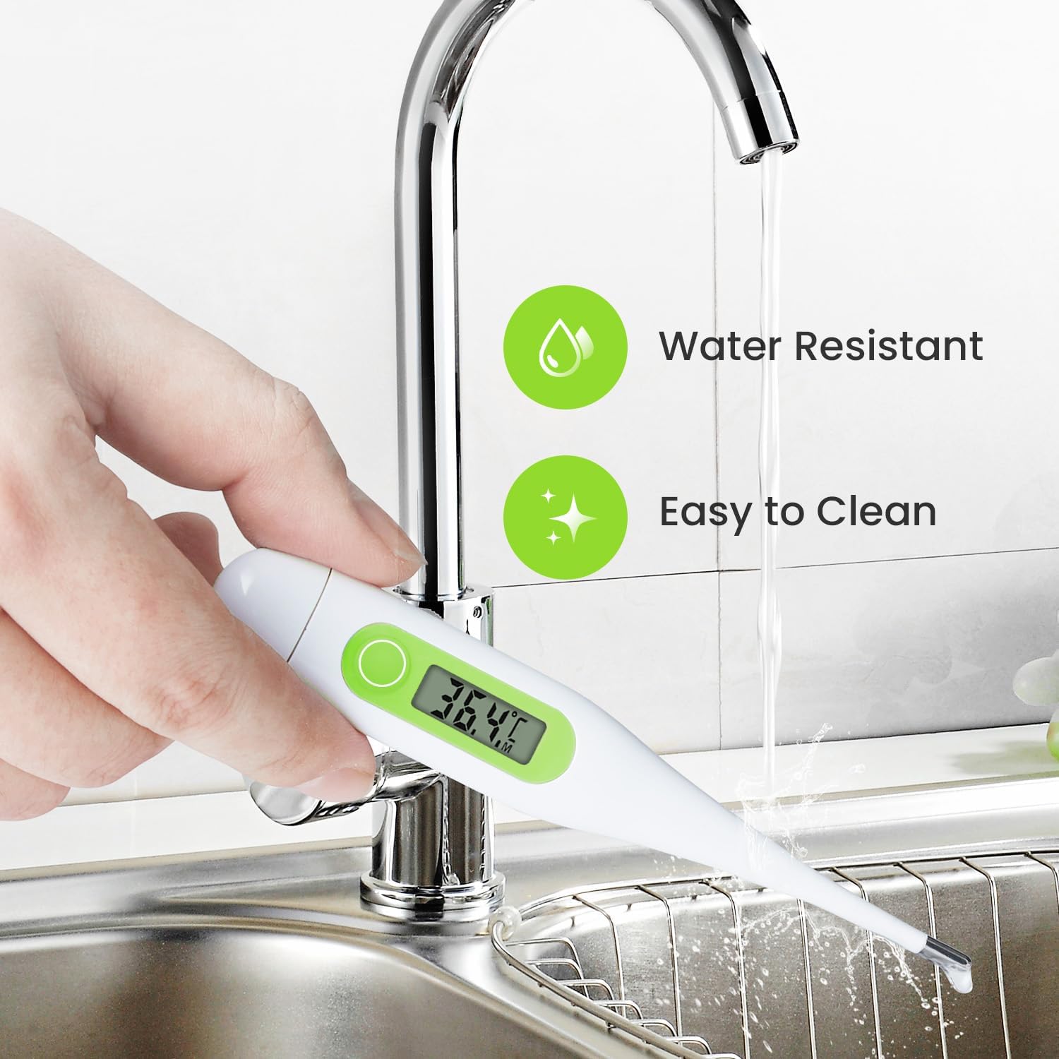 Femometer Digitales Fieberthermometer, genaues und schnelles Ablesen, wasserdichte Sonde, digitales Fieberthermometer, am besten zum Ablesen und Überwachen der Fiebertemperatur für Babys, Kinder und Erwachsene – Bild 5