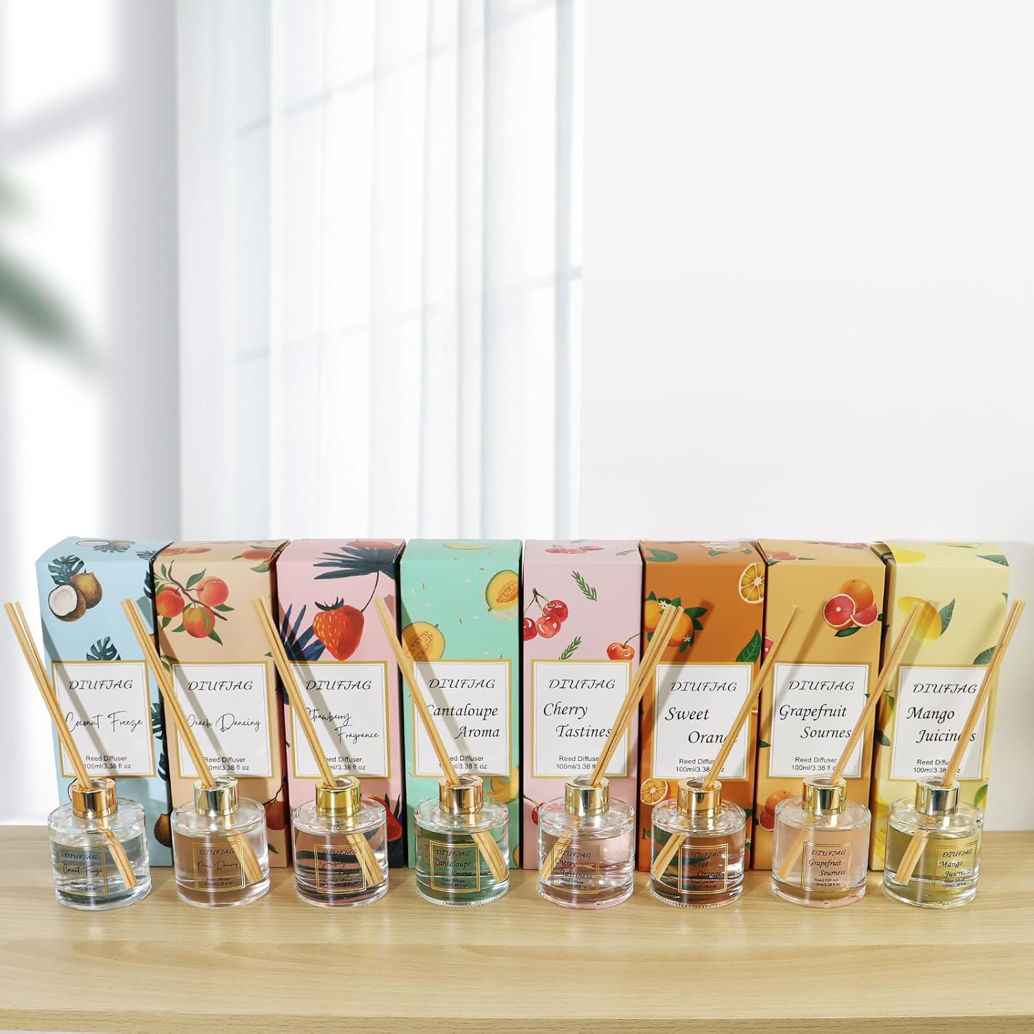 Raumduft-Diffusor mit 6 Duftstäbchen, 100 ml, Orange, Zitrus-Aromatherapie-Diffusor, natürlich, langlebig, Raumduft, Schilfrohr-Diffusor, Lufterfrischer für Schlafzimmer, Büro, Badezimmer, Regaldekoration – Bild 7