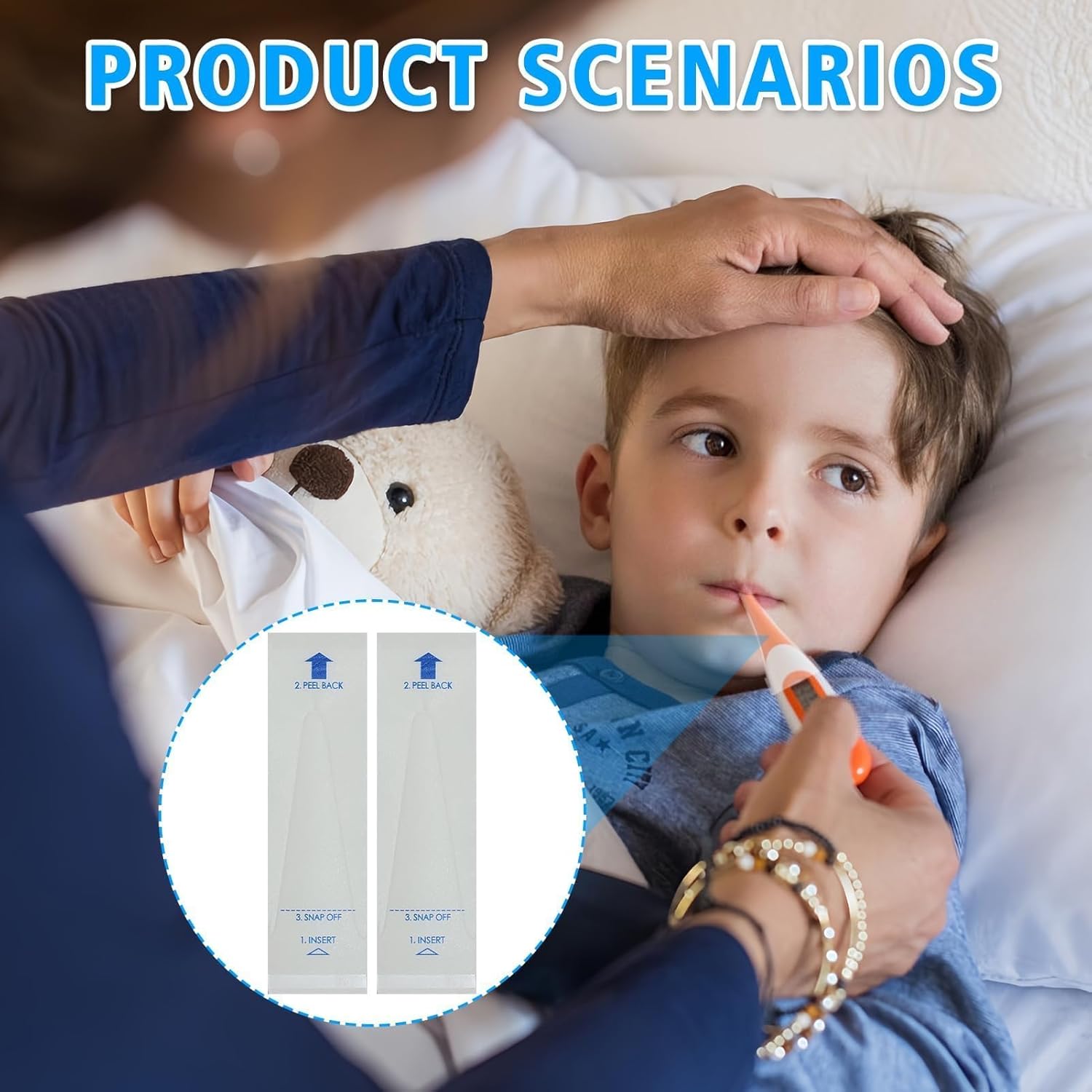 100 Stück Fieberthermometer-Schutzhüllen, Einweg-Hygienehüllen für Thermoscan-Ohrthermometer und digitale Thermometer-Sondenhüllen, Rektalschutzkappen ohne Gleitmittel für Baby, Kinder, Erwachsene – Bild 6