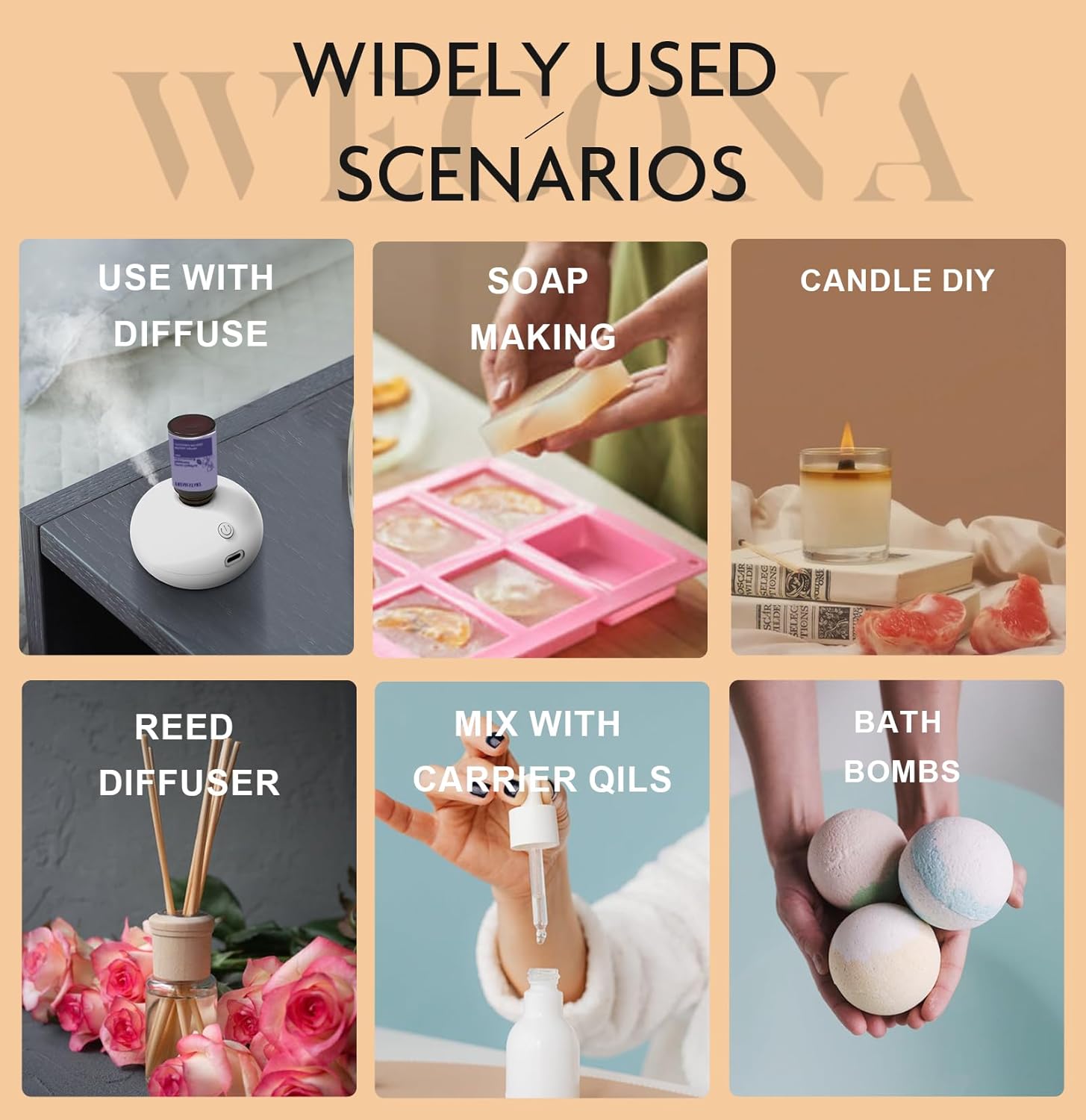 Wecona Ätherische Öle für Luftbefeuchter – Ätherische Öle für Diffusoren für Zuhause mit Bonus-Ölöffner – DIY-Kerzen- und Seifenherstellung (Wohlbefinden) – Bild 4