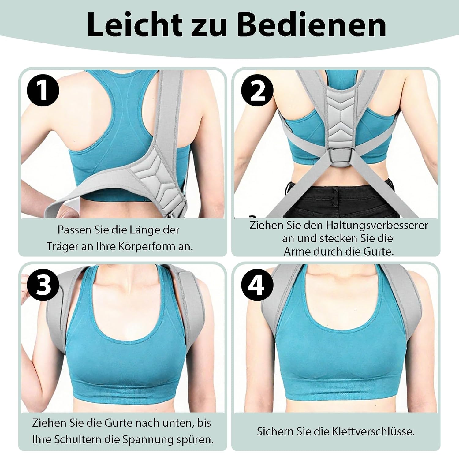 Rückenglätter, Haltungskorrektur für Männer und Frauen, atmungsaktiver Haltungstrainer mit verstellbaren Schultergurten, lindert Rückenschmerzen und beugt Buckel vor (Grau XL) – Bild 4