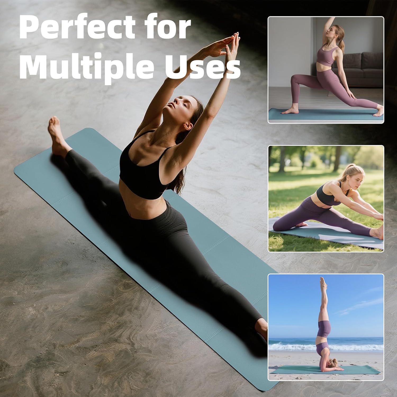 Faltbare tragbare Yogamatte, TPE, rutschfeste Fitnessmatte, Trainingsmatte, 183 x 61 x 0,5 cm, Reise-Yogamatte, Gymnastikmatte, Pilates-Matte für Pilates, Gymnastik, Training und Reisen, für Damen und Herren – Bild 7