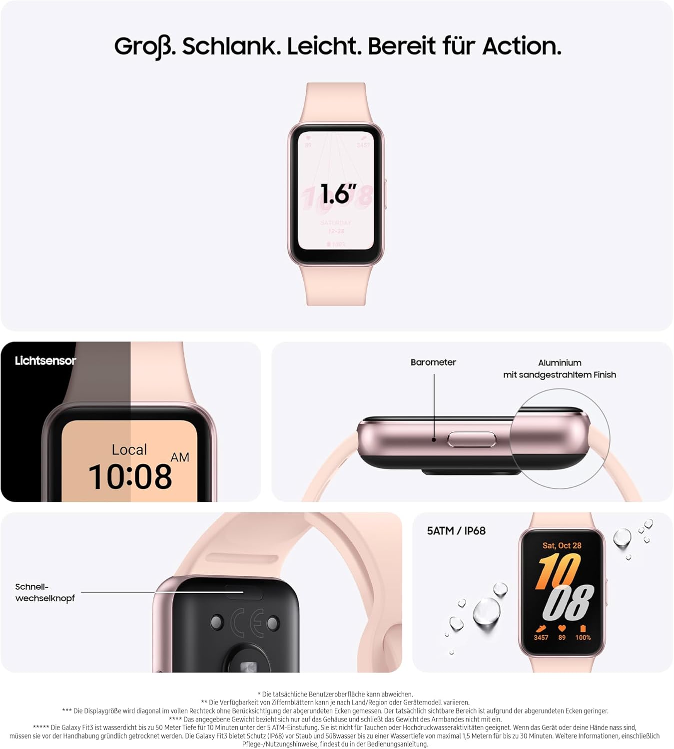 Samsung Galaxy Fit3 Smartwatch, Fitness-Tracker und Aktivitäts-Tracker, Roségold + 36 Monate Garantie (exklusiv bei Amazon) – Bild 2