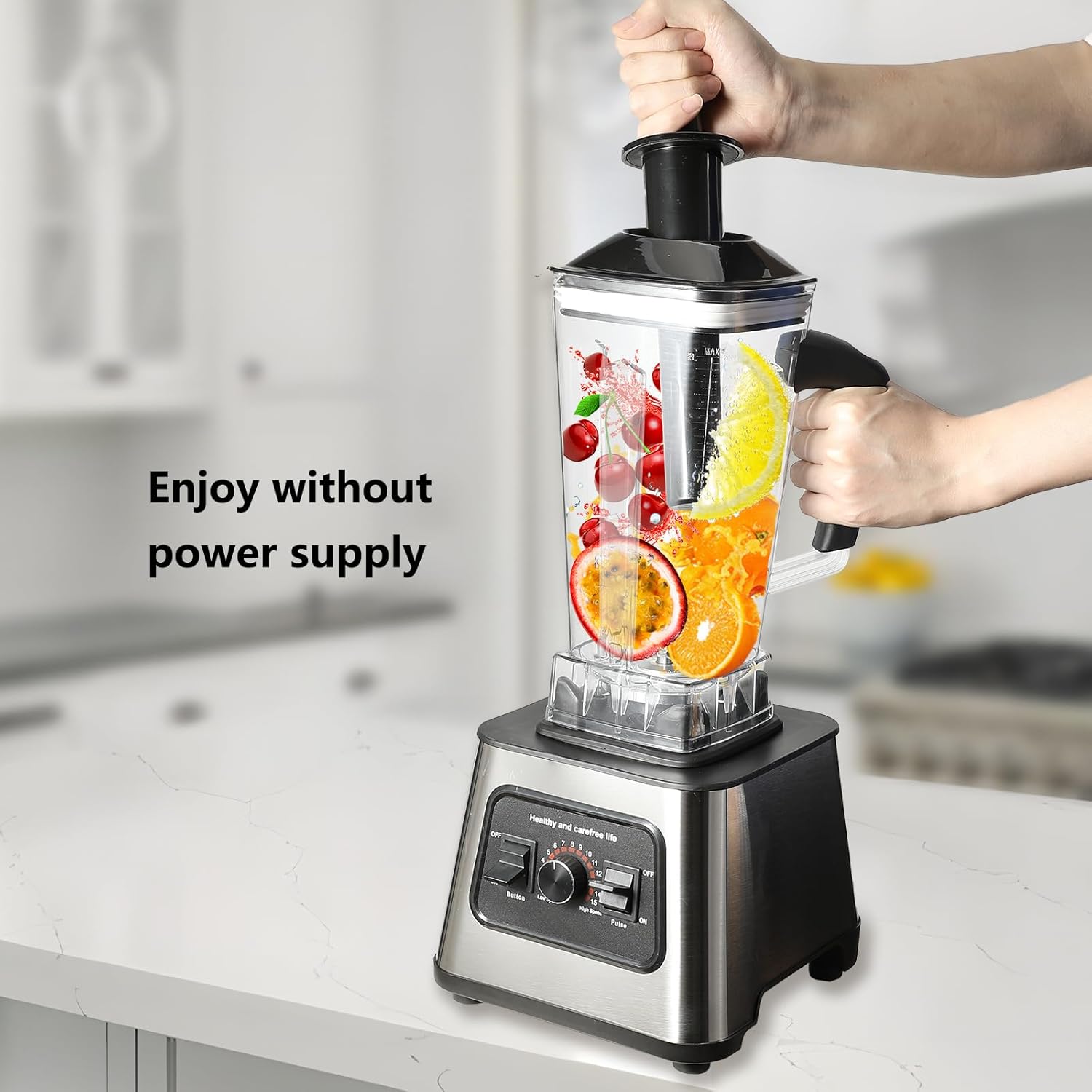6000 W Multifunktions-Standmixer, 2 in 1, 2,5 l Mixer, Smoothie-Maker, 9-Gang-Mixer mit 2 Schüsseln und Edelstahlklingen, für Eisdessert, Milchshake und Smoothie (2-in-1) – Bild 3