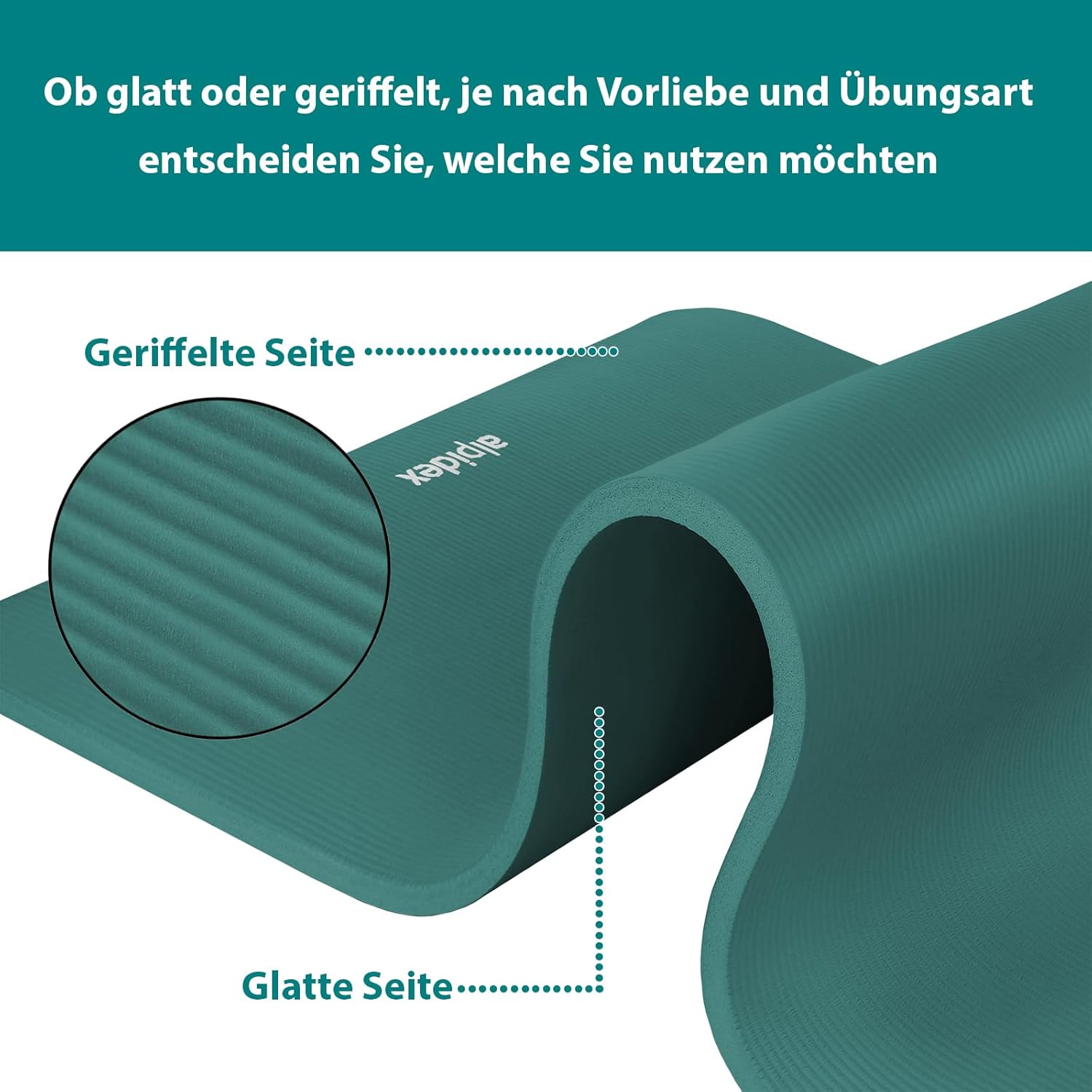 ALPIDEX Yogamatte extra dick 1,5 cm, Gymnastikmatte, 3 Größen, E-Book, rutschfest, phthalatfrei, Fitnessmatte, Gymnastik, Pilates, Sport, Physio, HIIT, Yoga, Trainingsmatte, Schlafmatte – Bild 3