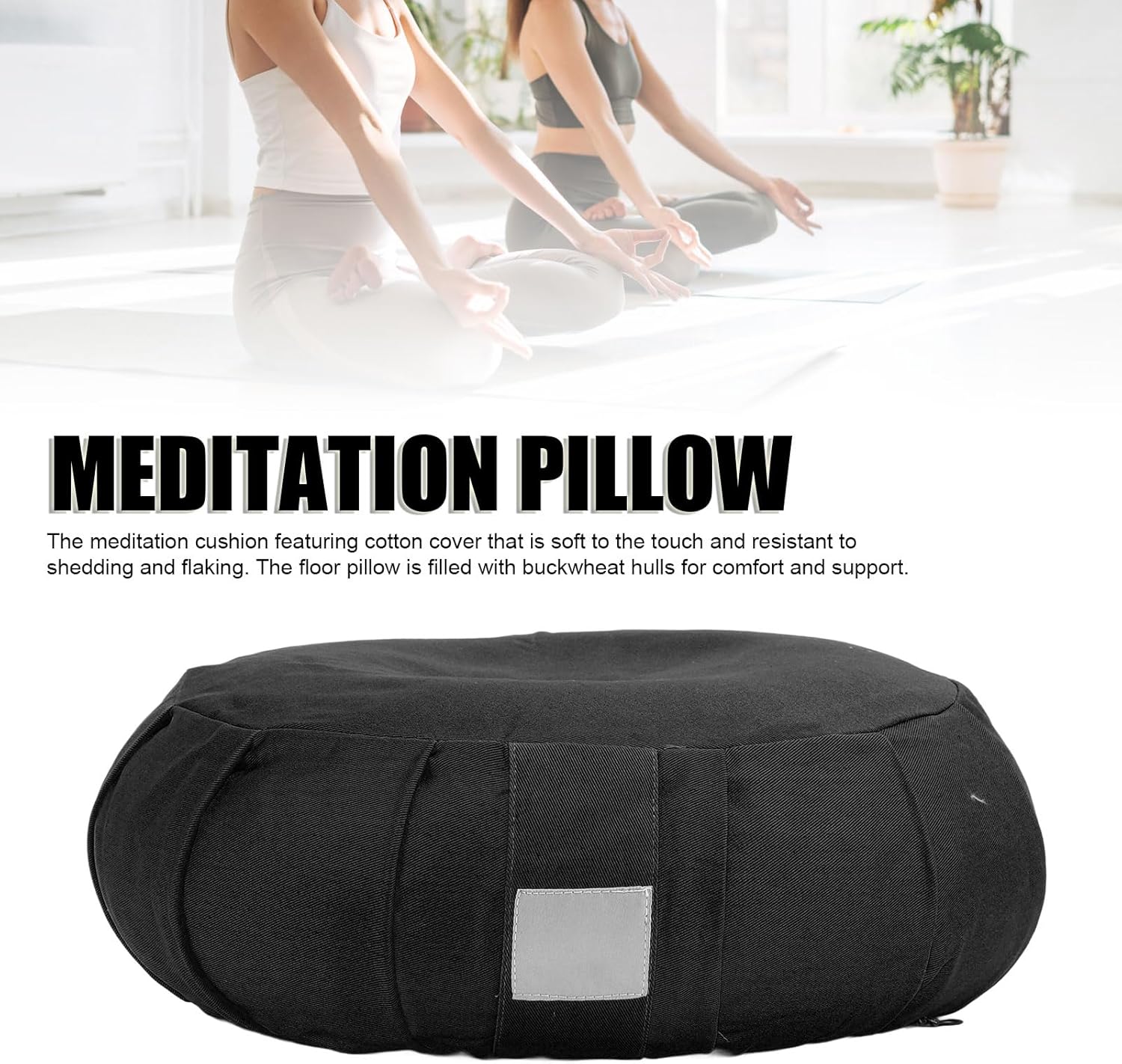 Buchweizenschalen-Meditationskissen, Yoga-Bolster, Kniekissen mit Baumwollbezug und Tragegriff für Yoga-Übungen, Meditation, Sofa, Erkerfenster – Bild 9