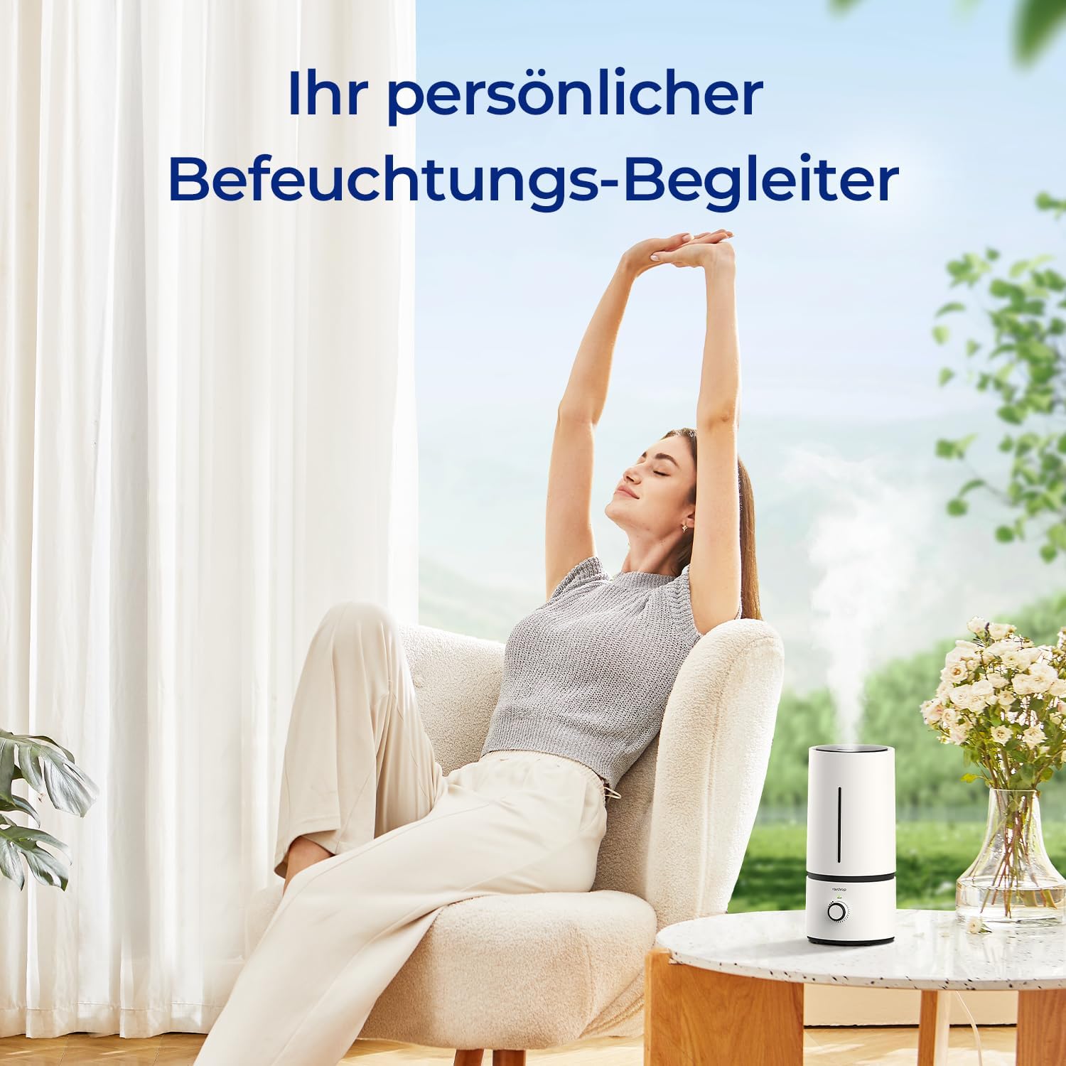 raydrop Luftbefeuchter für Schlafzimmer & Kinderzimmer, 1,7 L leiser & platzsparender Ultraschall-Raumbefeuchter für Baby & Pflanzen, einfache Bedienung & einfache Reinigung, automatische Abschaltung – Bild 6