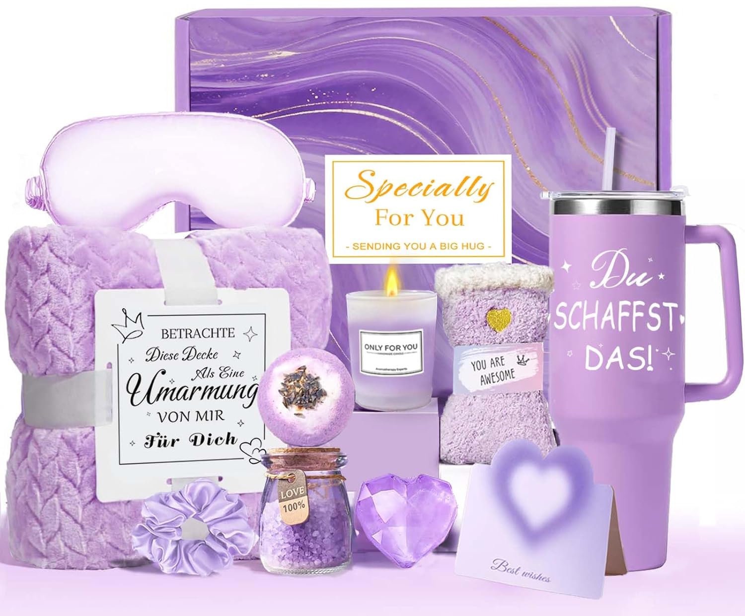 Geschenke für Mütter und Frauen, Geschenkset für beste Freundinnen, 12-teiliges Kuscheldeck-Geschenk mit 40-Unzen-Edelstahl-Weinbecher als Geburtstagsgeschenke für Mütter, Frauen, beste Freundin, Oma, Schwester
