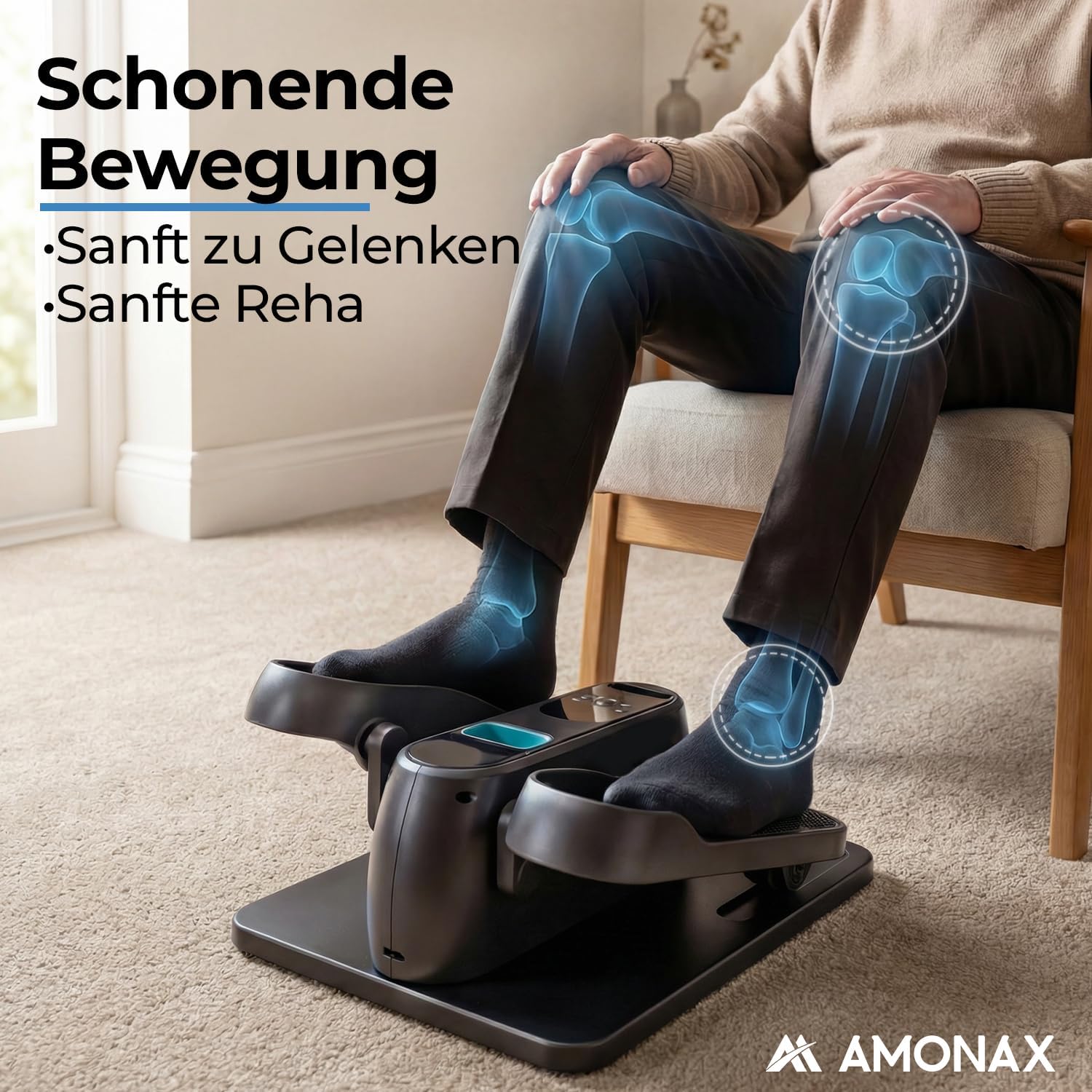 Amonax Elektrischer Mini-Ellipsentrainer für Zuhause und Büro, Untertisch-Crosstrainer mit Fernbedienung und Display, 12 Geschwindigkeiten, leise und kompakt, für Senioren und Erwachsene – Bild 2