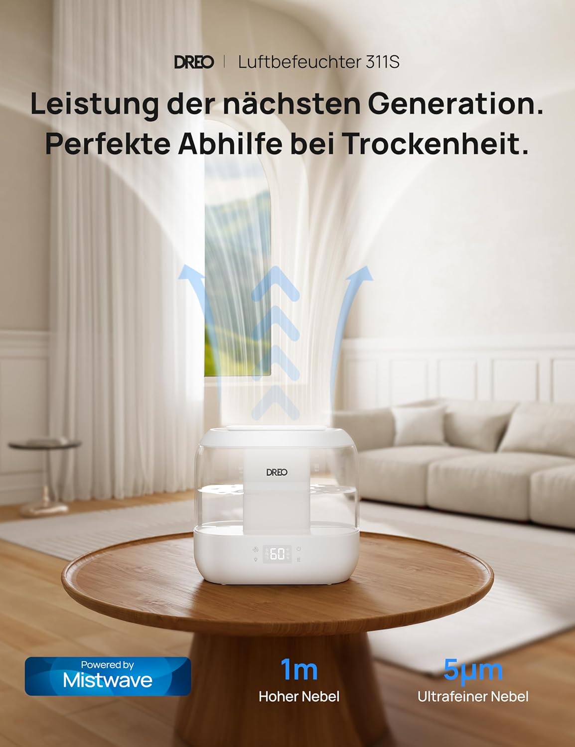 DREO Smart-Luftbefeuchter für Schlafzimmer, von oben befüllbarer 4-Liter-Siuper-Large Cooler Mist-Luftbefeuchter mit Öldiffusor und Nachtlicht, 36 Stunden Laufzeit, leiser Ultraschall-Luftbefeuchter für zu Hause – Bild 2