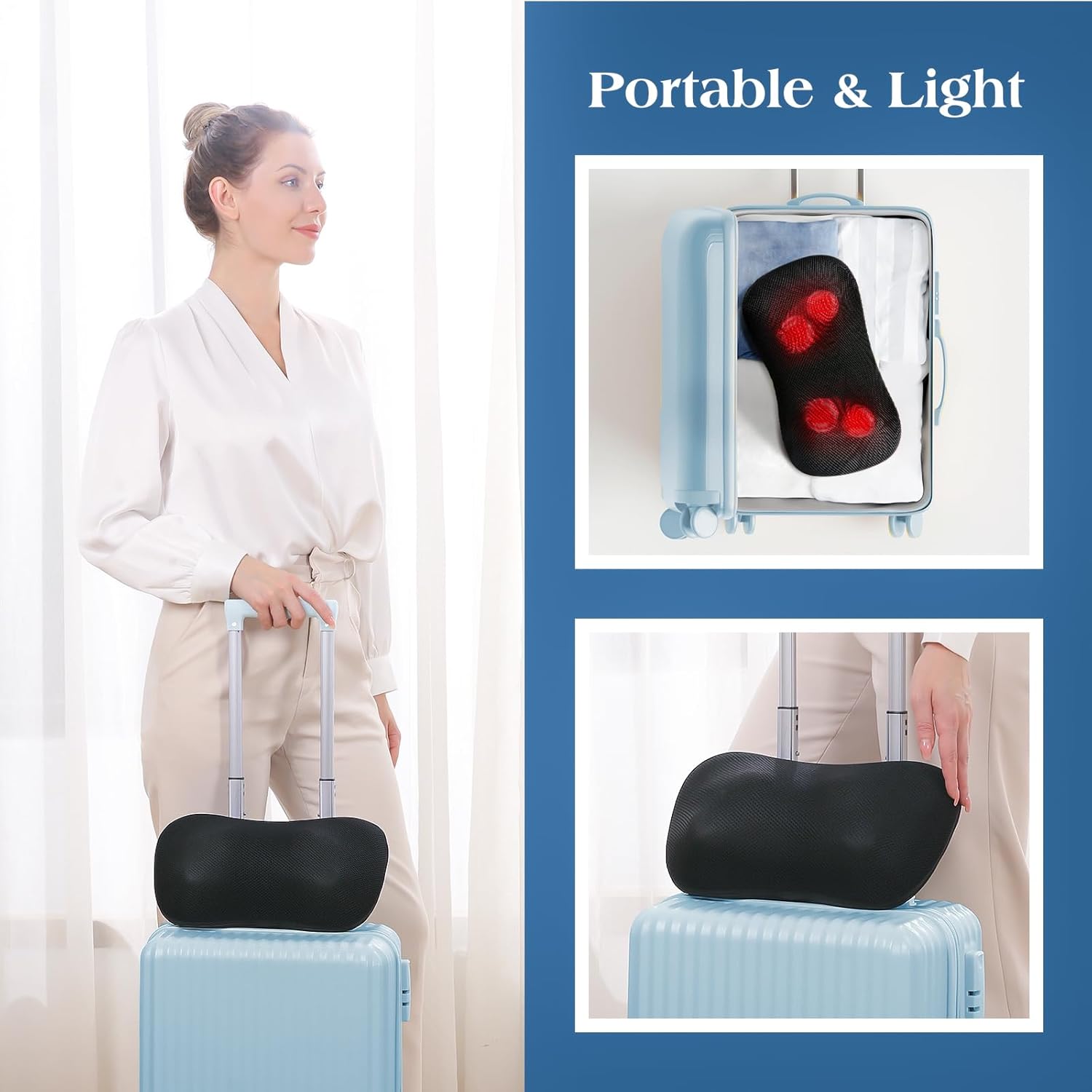 Shiatsu-Massagegerät, Nackenmassagekissen mit Wärmefunktion und 3D-rotierendem Stoffkneten, elektrisches Rückenmassagegerät für Nacken, Schulter, Bein, Wade, Taille, Entspannung zu Hause, im Büro – Bild 9