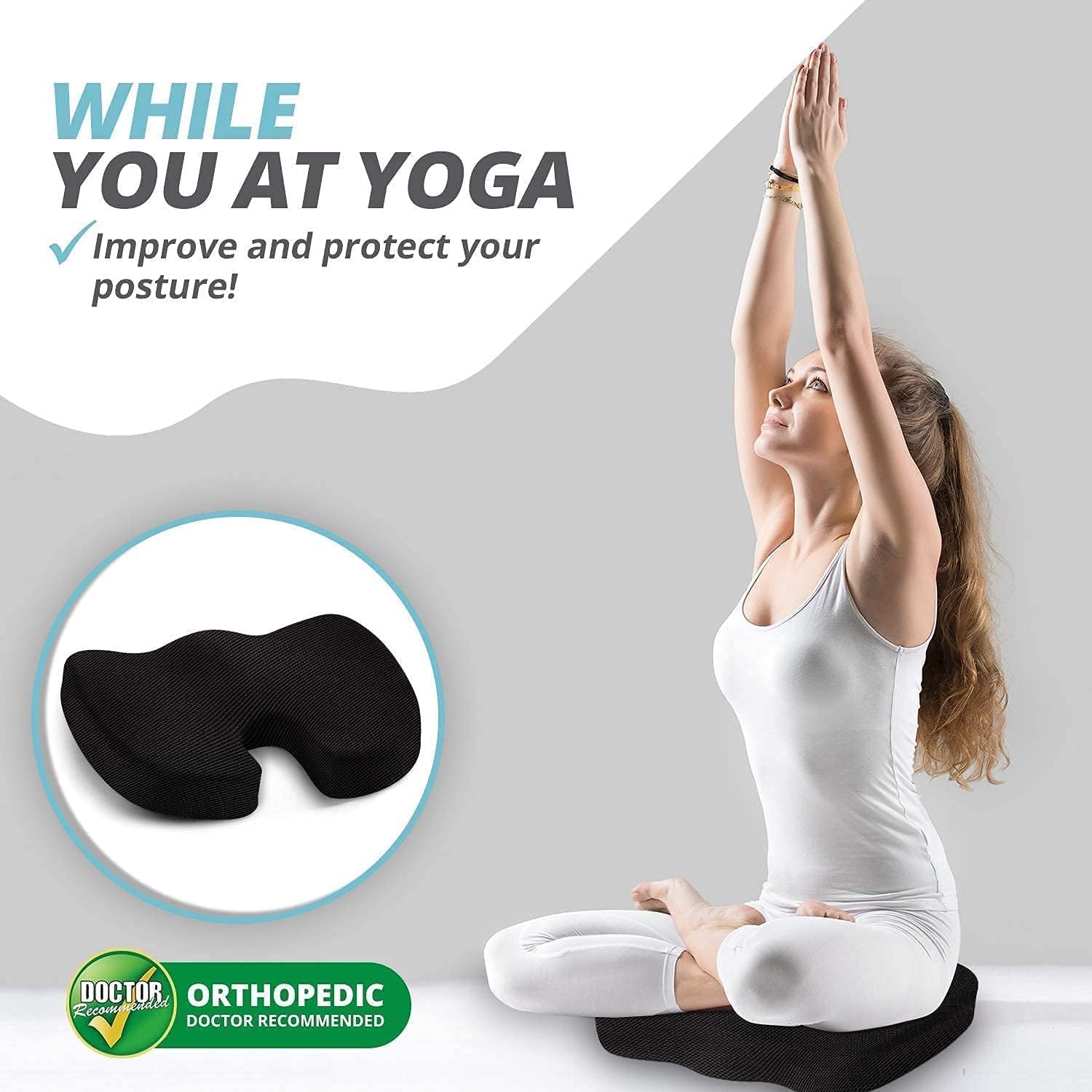 Sitzkissen für Stuhl – orthopädisch – ergonomisches Kissen, gerade Rückenlehne, Bürostuhl, Outdoor-Sitzkissen, Schwangerschaft, Rückenschmerzen, Kissen, orthopädisches Kissen, NaturPur L – Bild 12