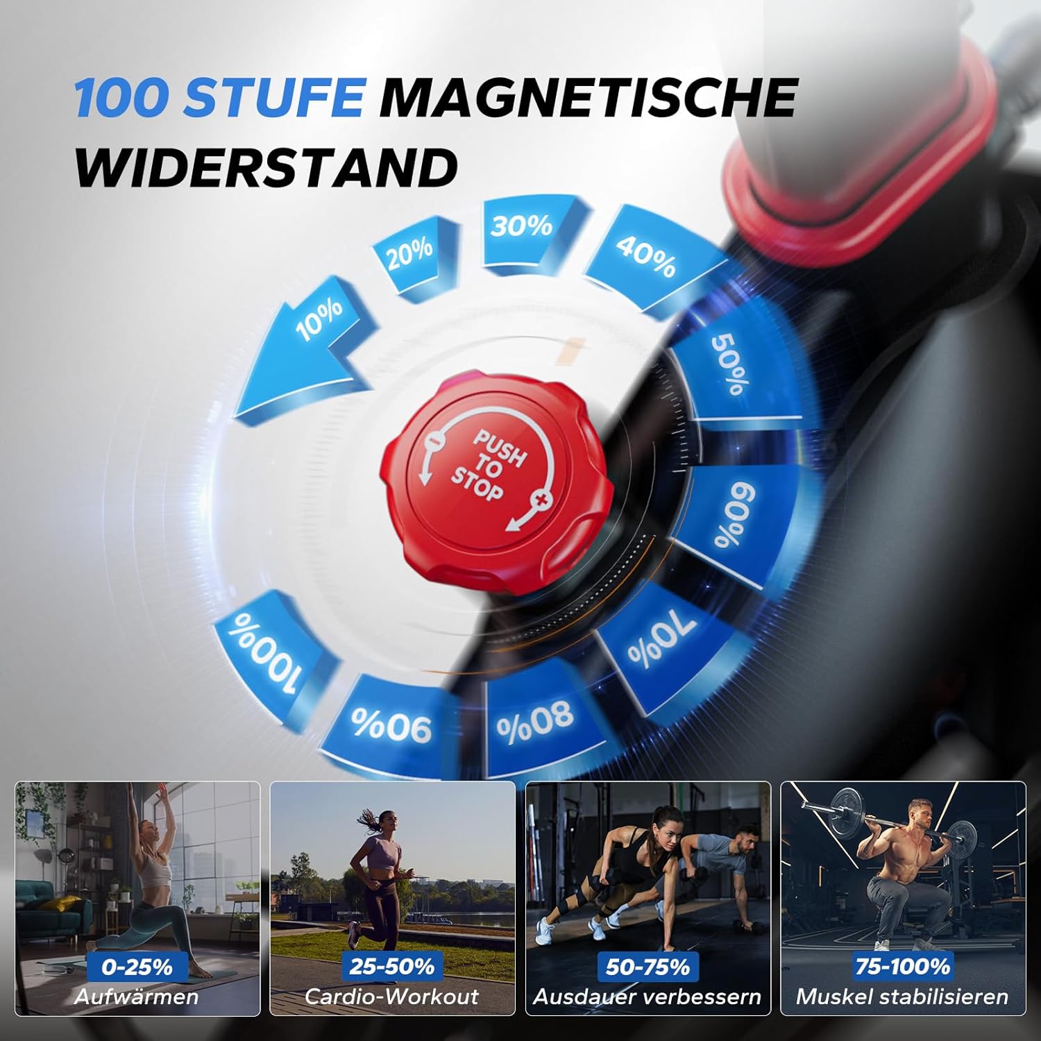 MERACH Heimtrainer, Bremsbelag/magnetisches stationäres Rad mit exklusiver App, geräuscharmes Indoor-Fahrradrad mit 270 Pfund Gewichtskapazität, Hantelständer und Fitnesskurse zur Gewichtsreduktion – Bild 6