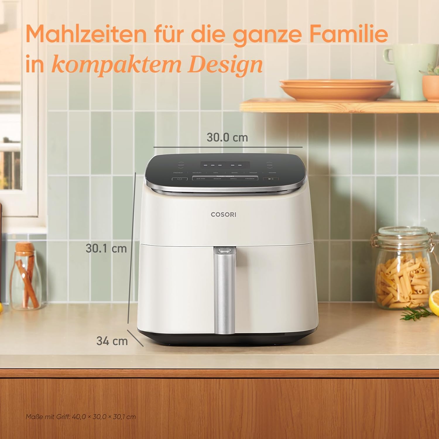 Cosori Turboblaze Heißluftfritteuse Airfryer, 9-in-1-Luftfritteuse XXL 6L, leiser Gleichstrommotor mit 5 Geschwindigkeitsstufen, Grillen, Backen, Fermentieren, Dörren, 87 Rezepte, 64 % Energieeinsparung, Weiß – Bild 7